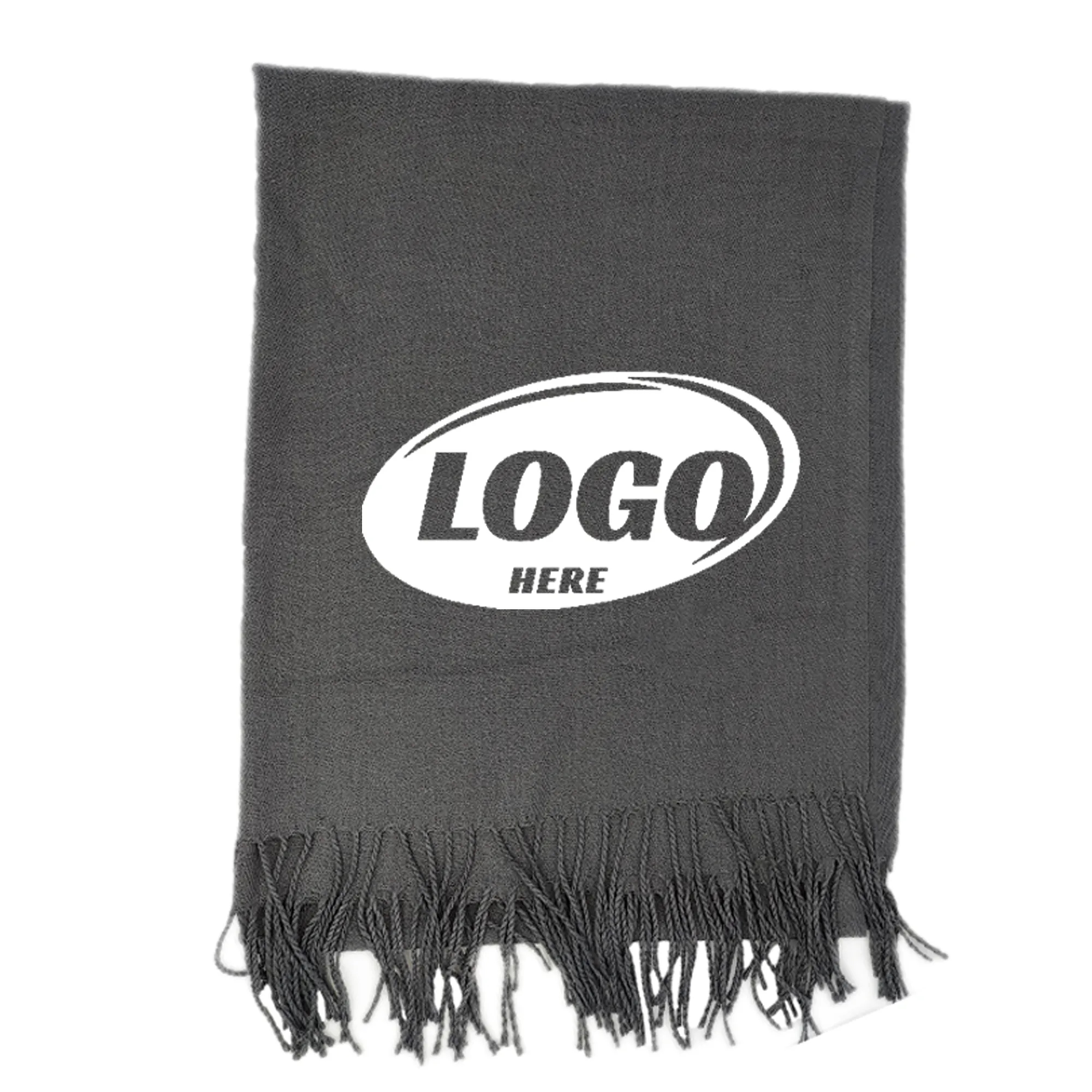 MOQ50Pcs Cashmere Pashmina Woven Scarf With Fringes 3