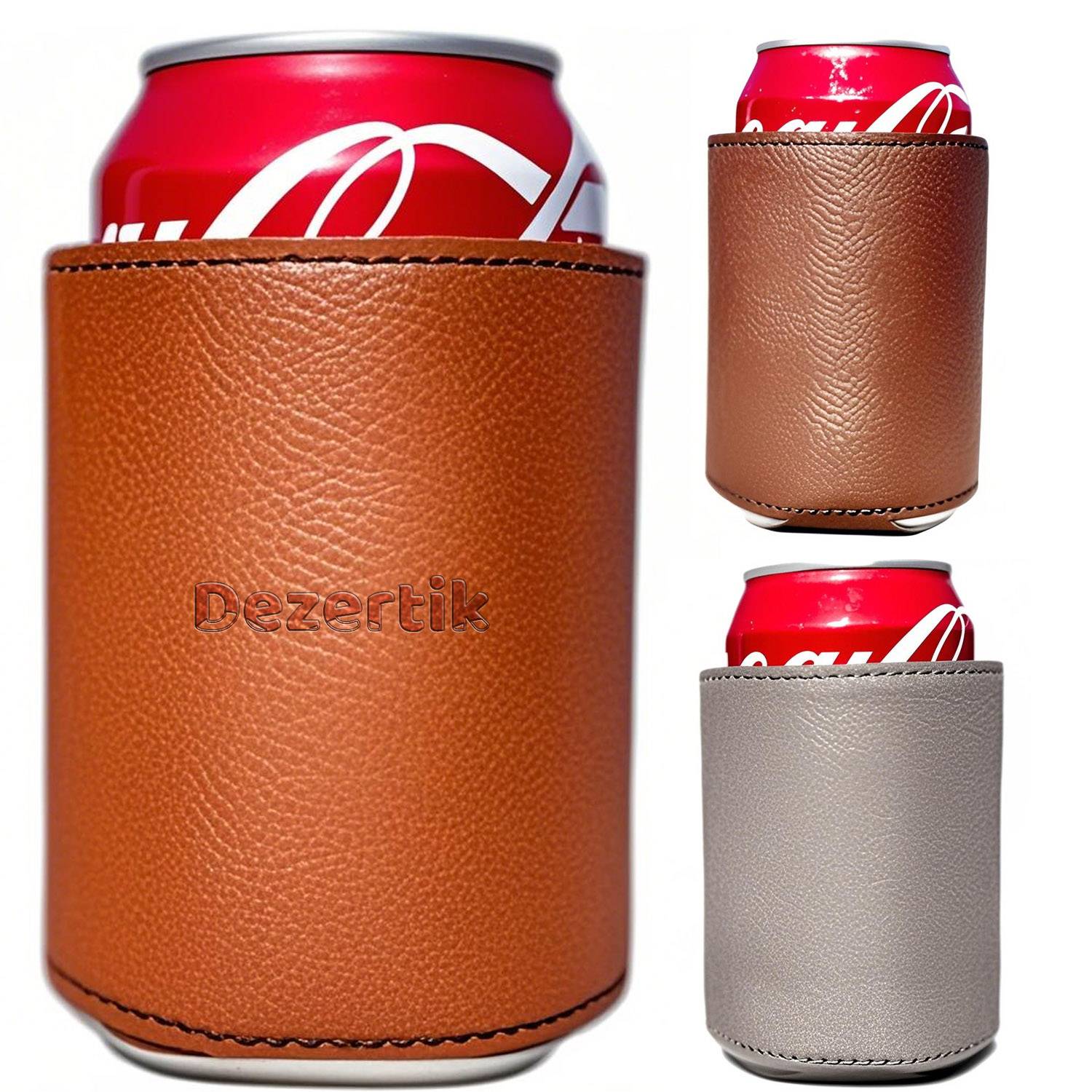 PU Leather Can Cooler Sleeve, custom koozie with logo imprint 3