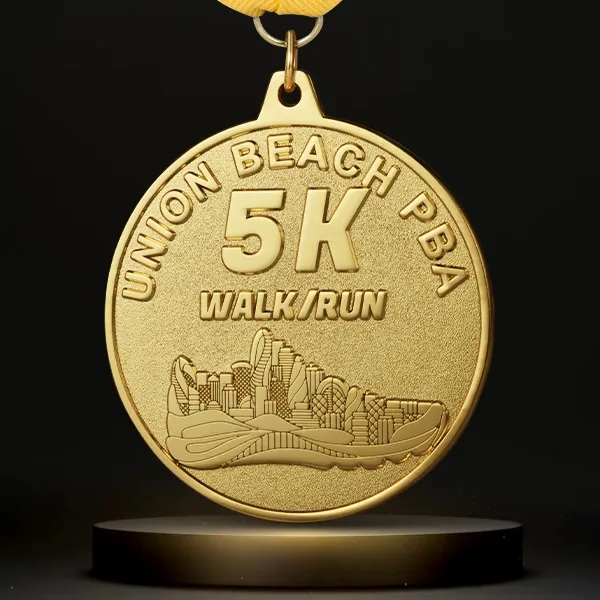 5" Custom Die Cast Shiny w/Sandblast/Textured Background Medals