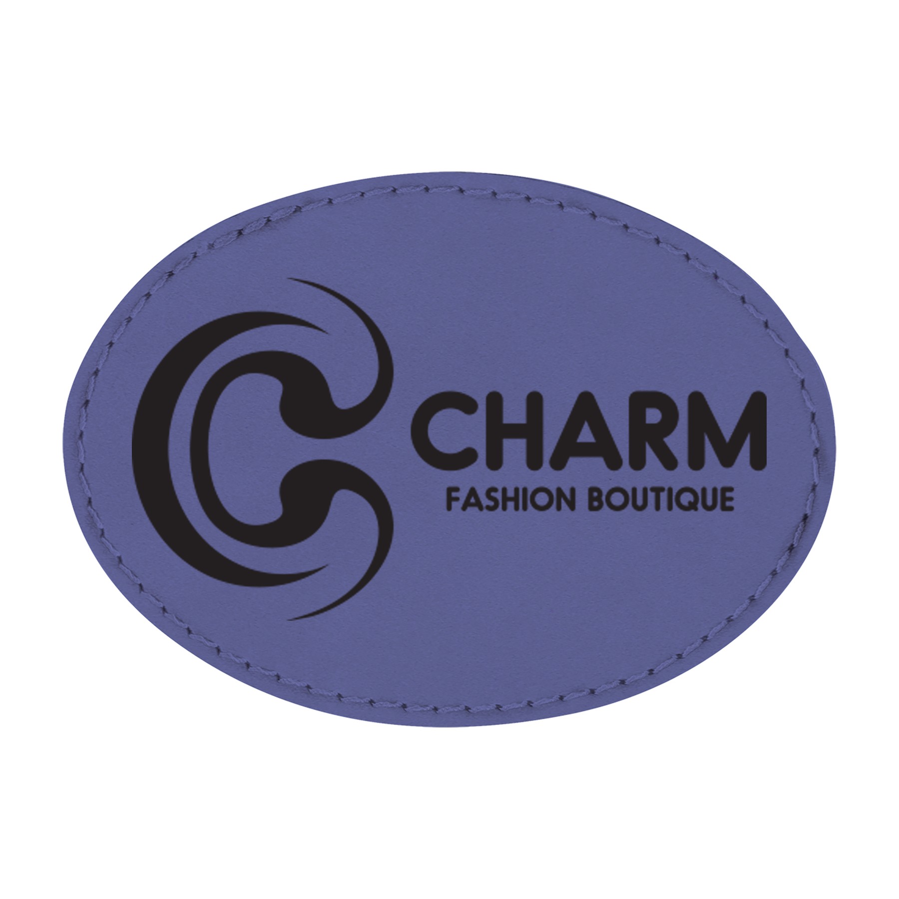 3" x 2" Purple Leatherette Oval Patch with Adhesive
