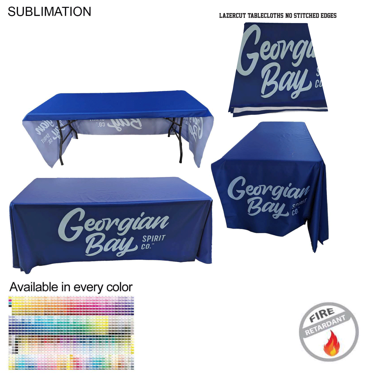 6' LazerCut 3-Sided PREMIUM Sublimated Tablecloth, Drape Style, Open Back 10