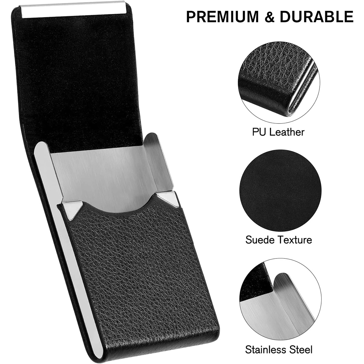 Custom Logo Pocket Slim PU Leather Business Card Holders 5