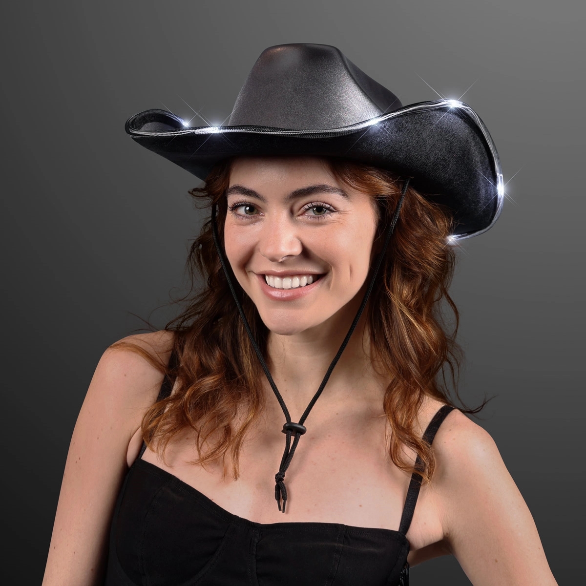 Deluxe Shiny Light Up Cowboy Hat with White Band 3