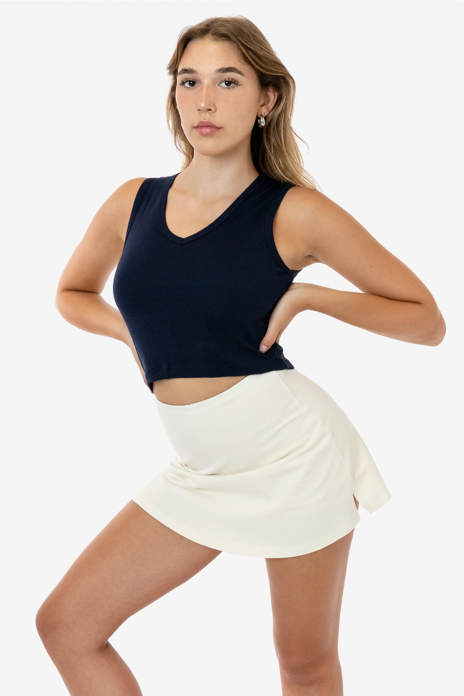 BABY RIB SLEEVELESS V-NECK CROP TANK 14