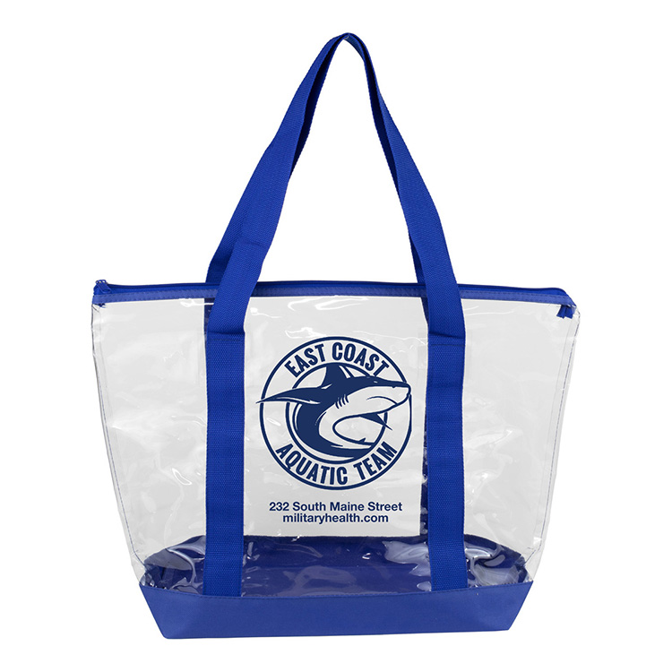 19"W x 13 ½"H x 6"Gusset - "BONDI" Jumbo Clear Zippered Tote Bag 2