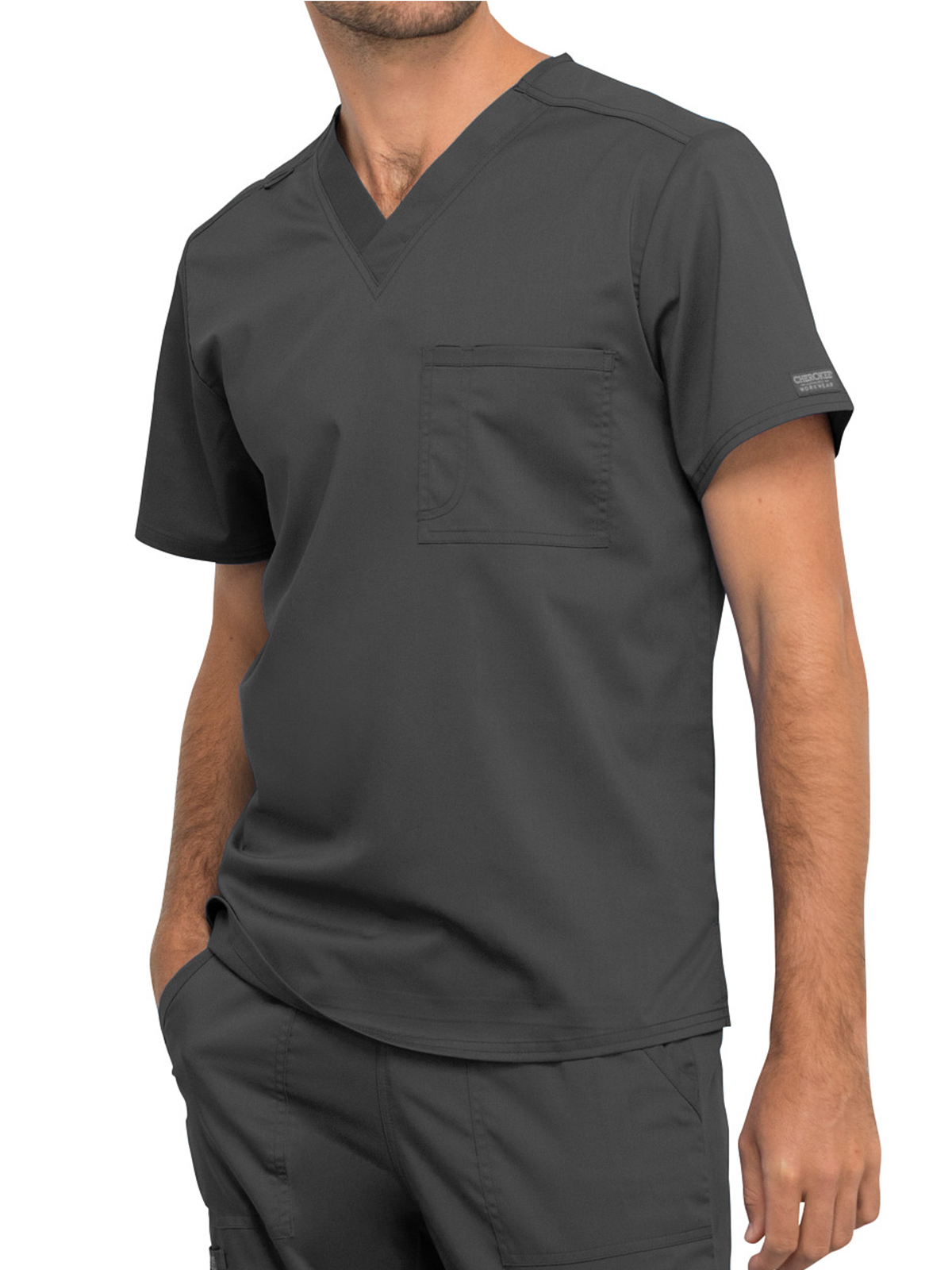 Cherokee - Workwear Revolution - Unisex 1-Pocket Tuckable V-Neck Top 15