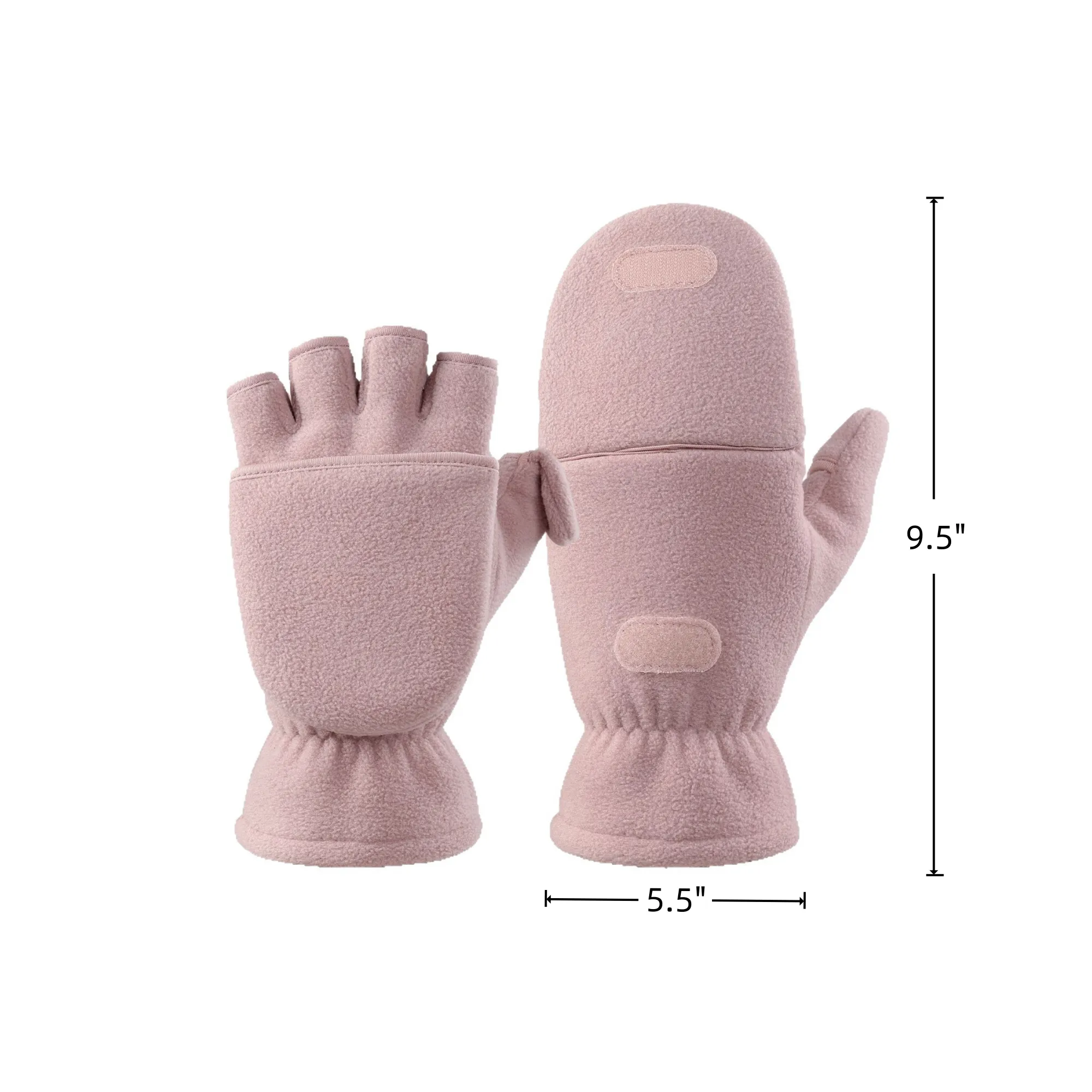 Fingerless Double - Layer Polar Fleece Flip Top Gloves" 3