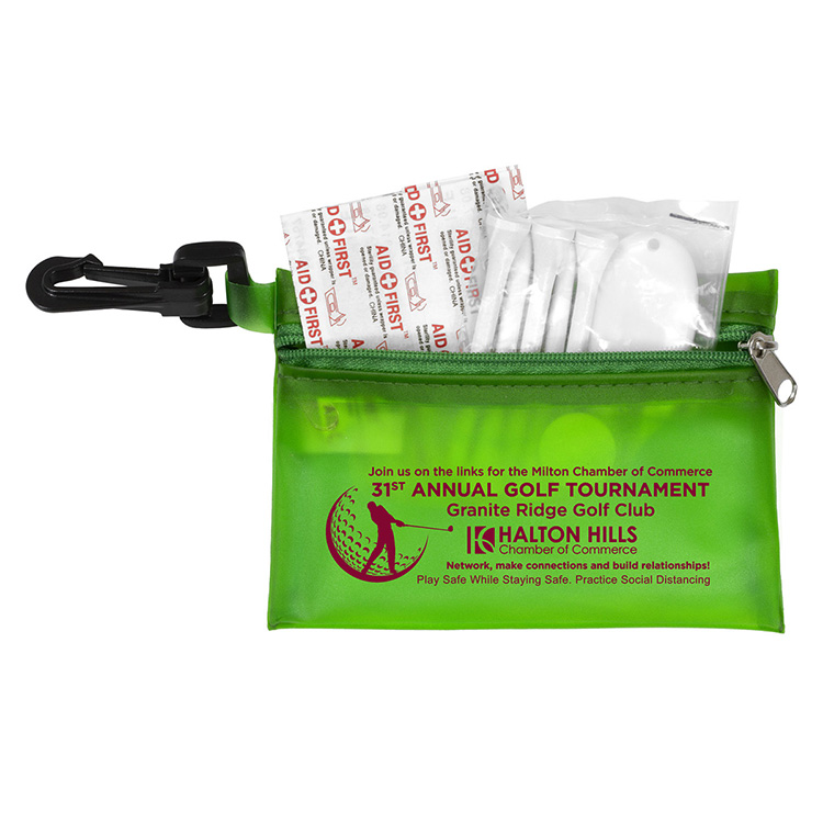 "FAIRWAY 12" 12 Piece Healthy Living Sun Kit Components inserted into Translucent Zipper Pack with C 9