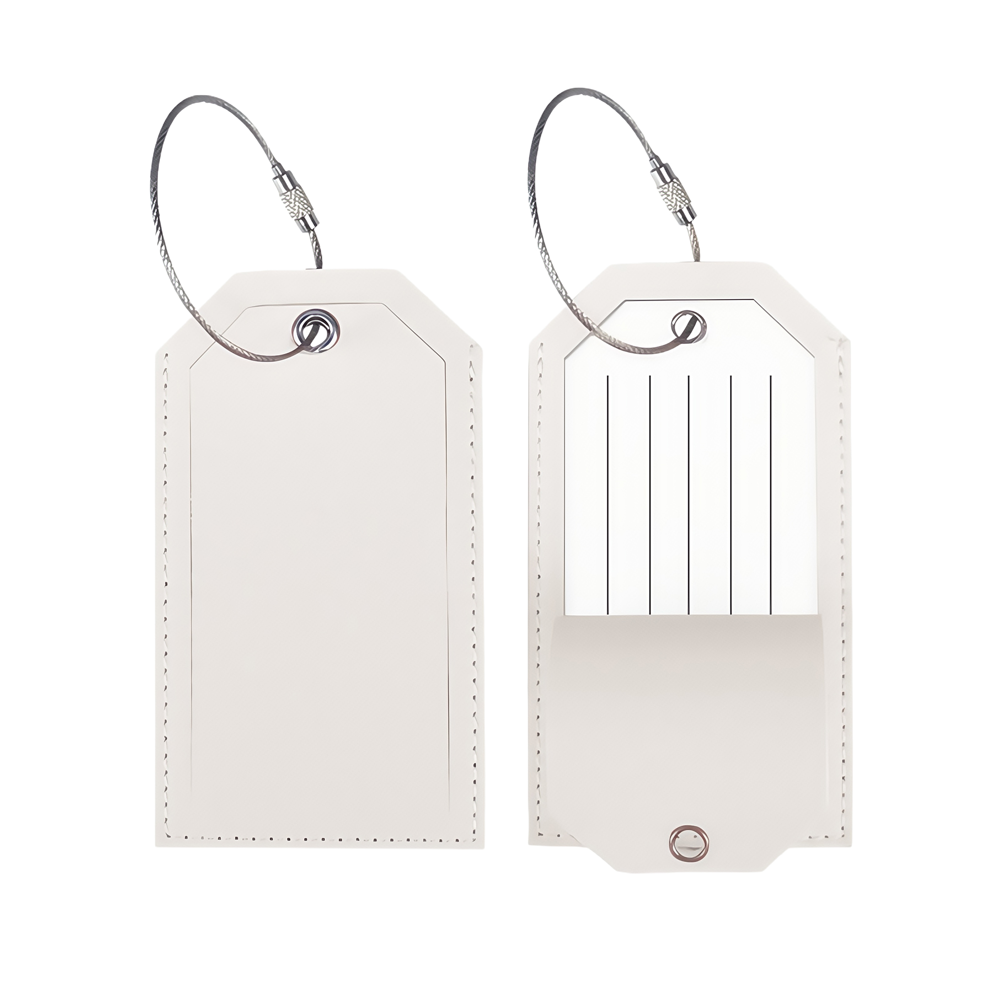 Metal Lanyard Leather Luggage Tag 2