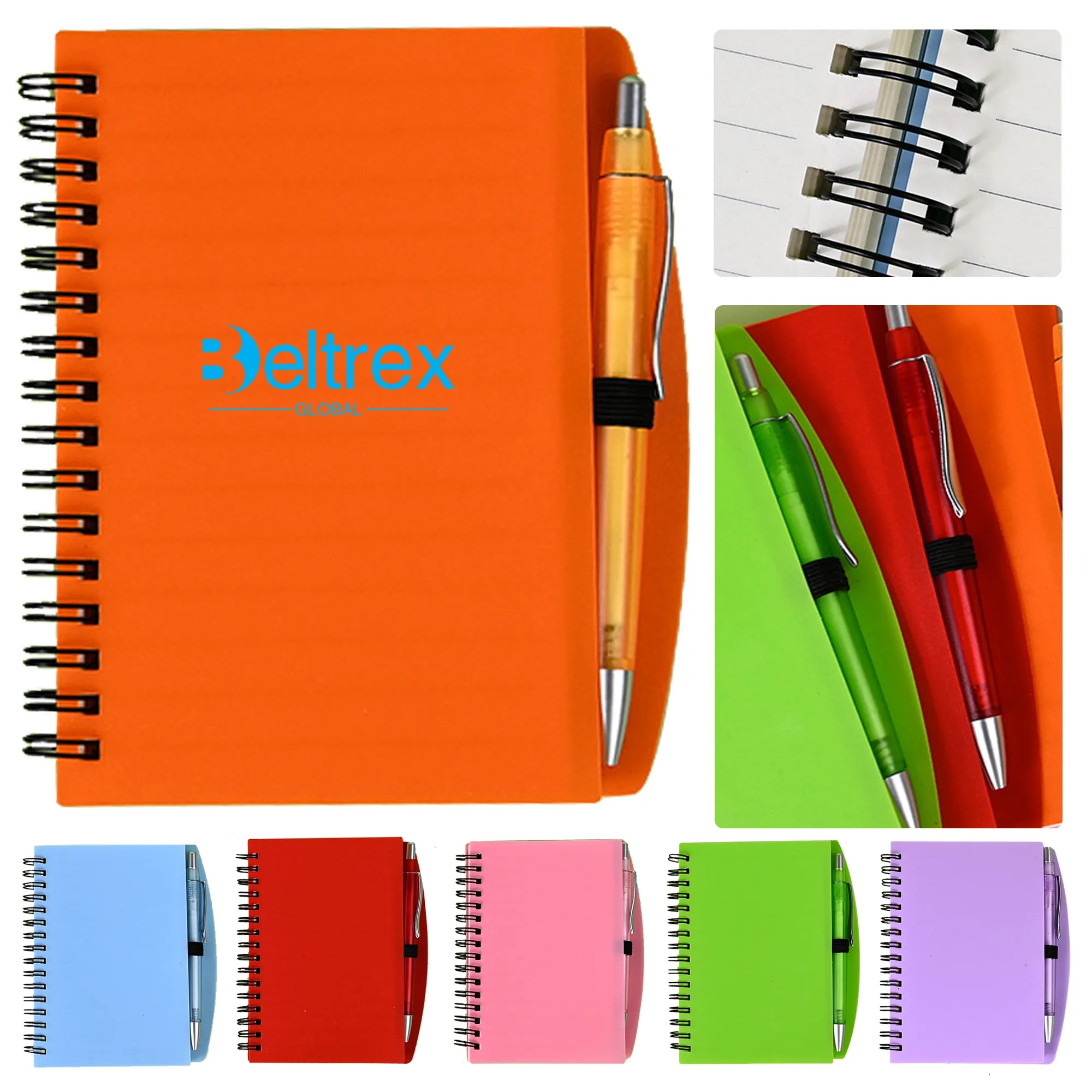 A5 Spiral Notebook with Pen Colorful Soft Cover Lined Loos 6