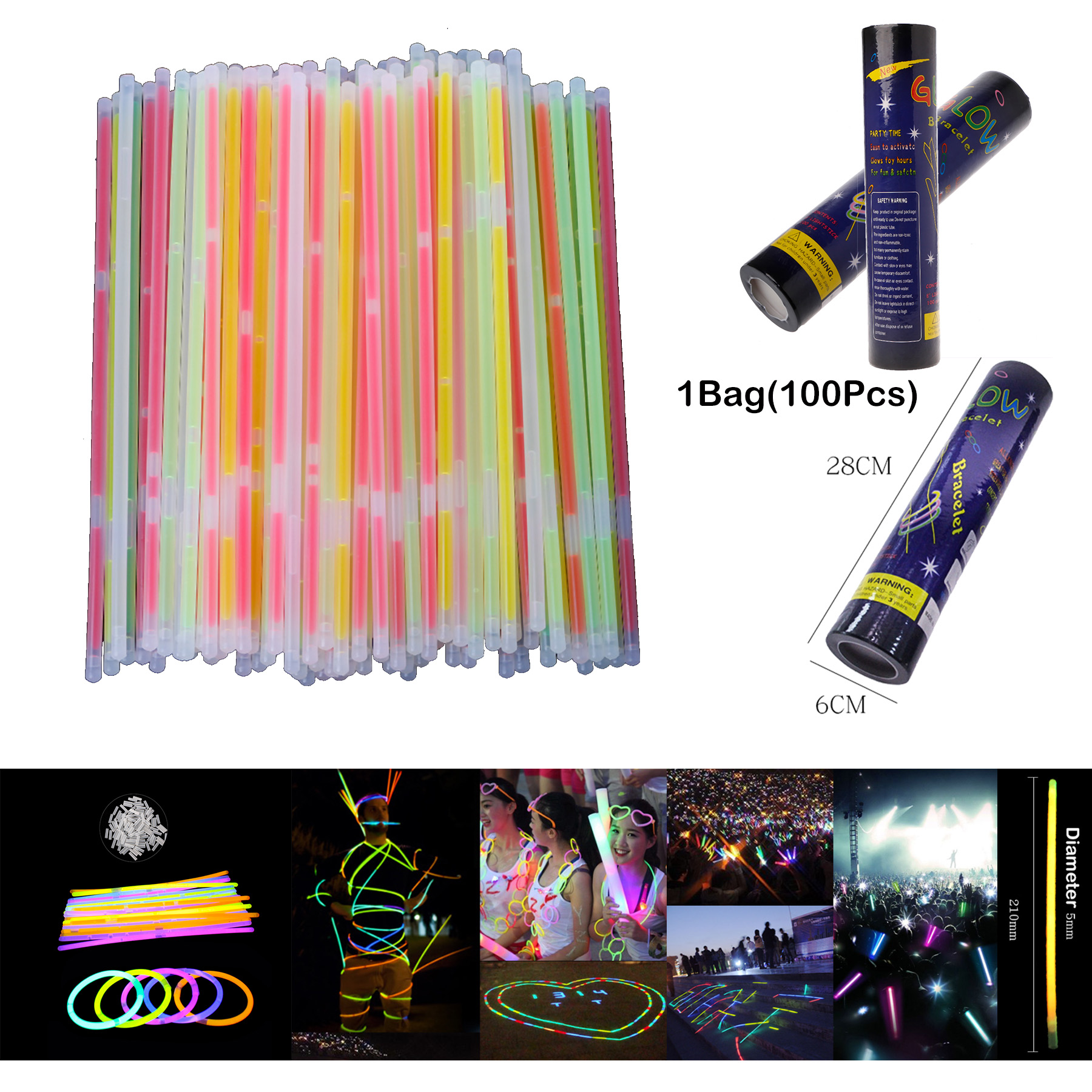 Multi Color Fluorescence Light Glow Sticks 2