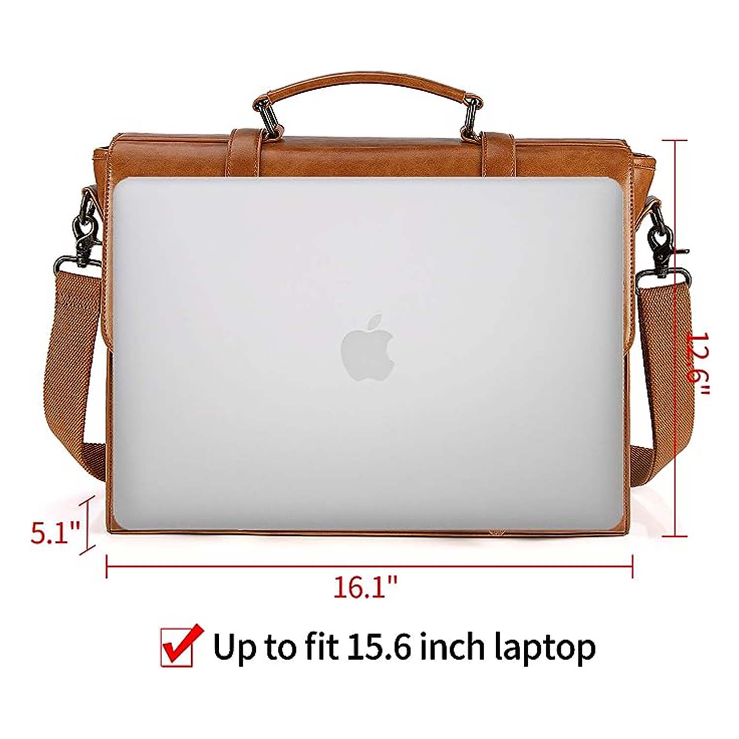 PU Leather Laptop Briefcase Messenger Crossbody Bag 4