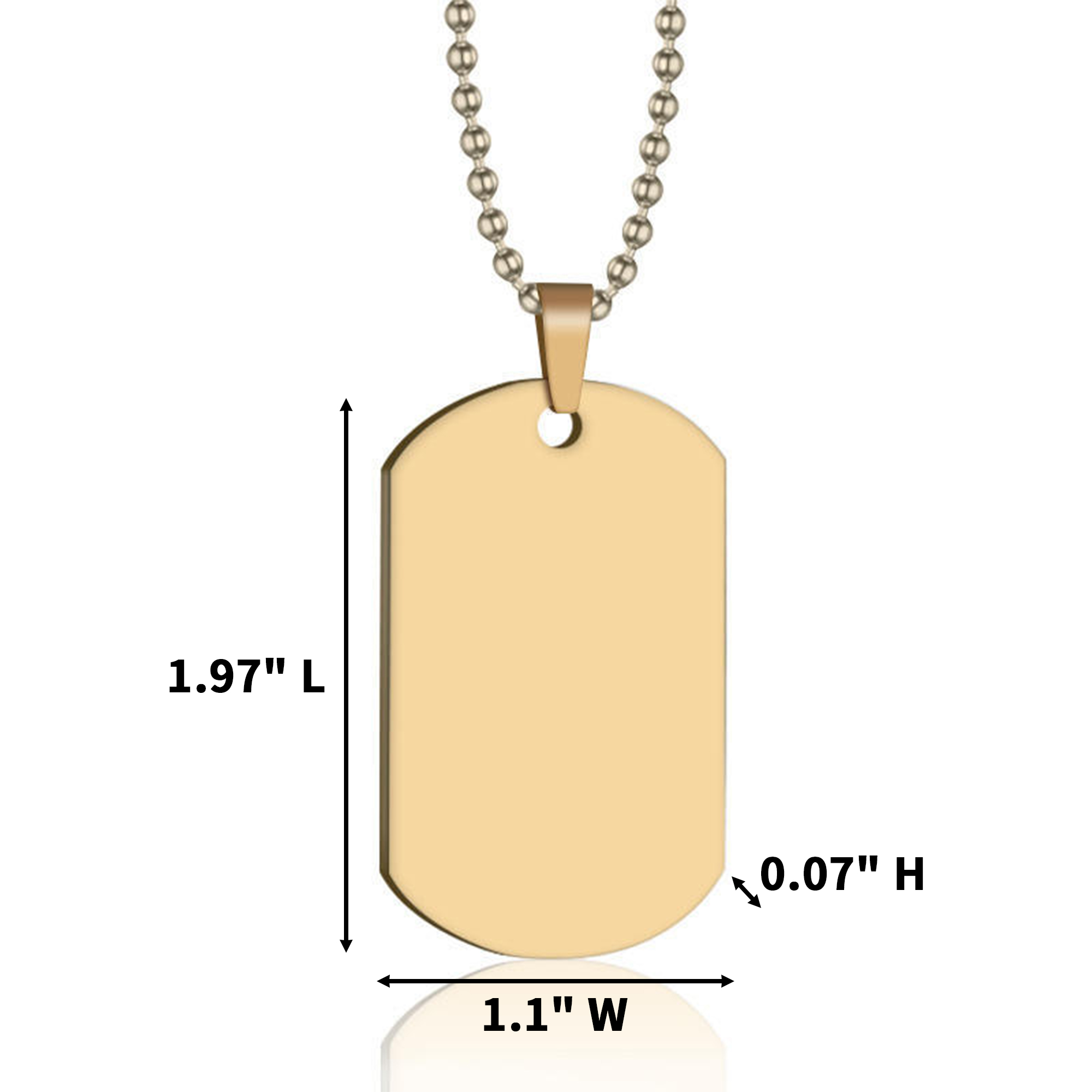 Personalized Dog Tag Pendant With Chain 1.97" Length X 1.1" Width 3