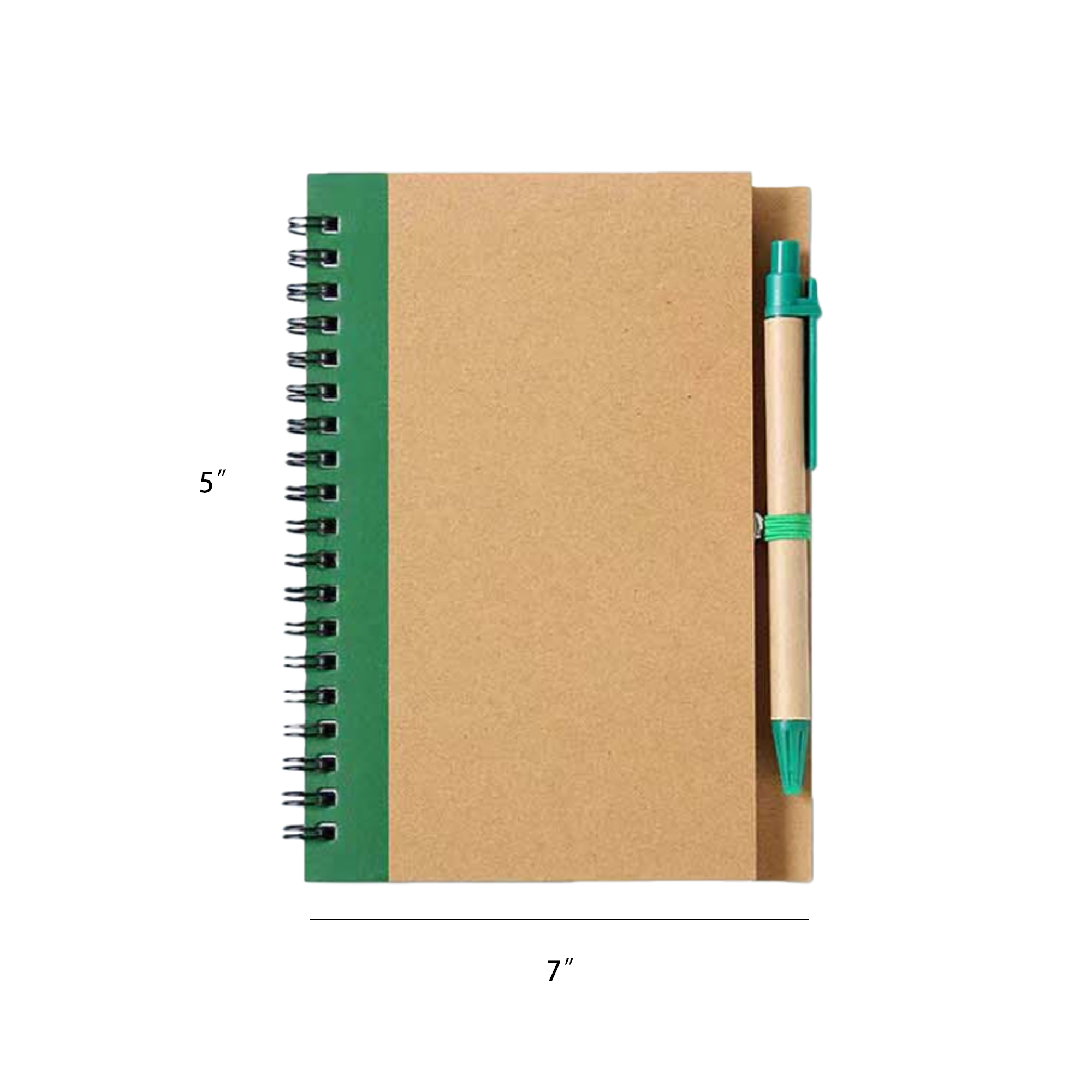5"x7" Soft Cover Kraft Spiral Notebook with Pen 2
