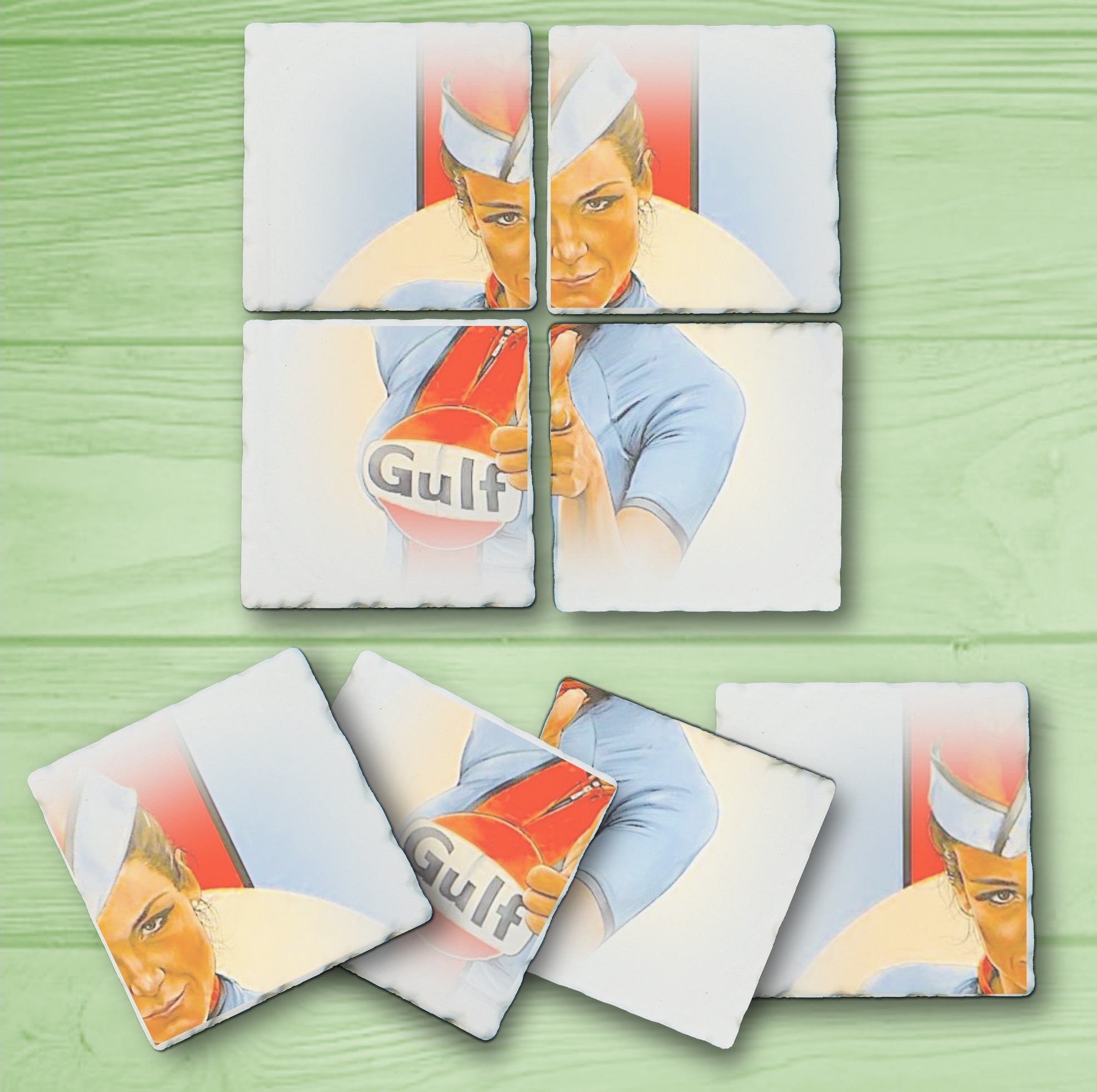 4 Custom Printed Ceramic Stone Magnet Puzzle with Chiseled Edge 6