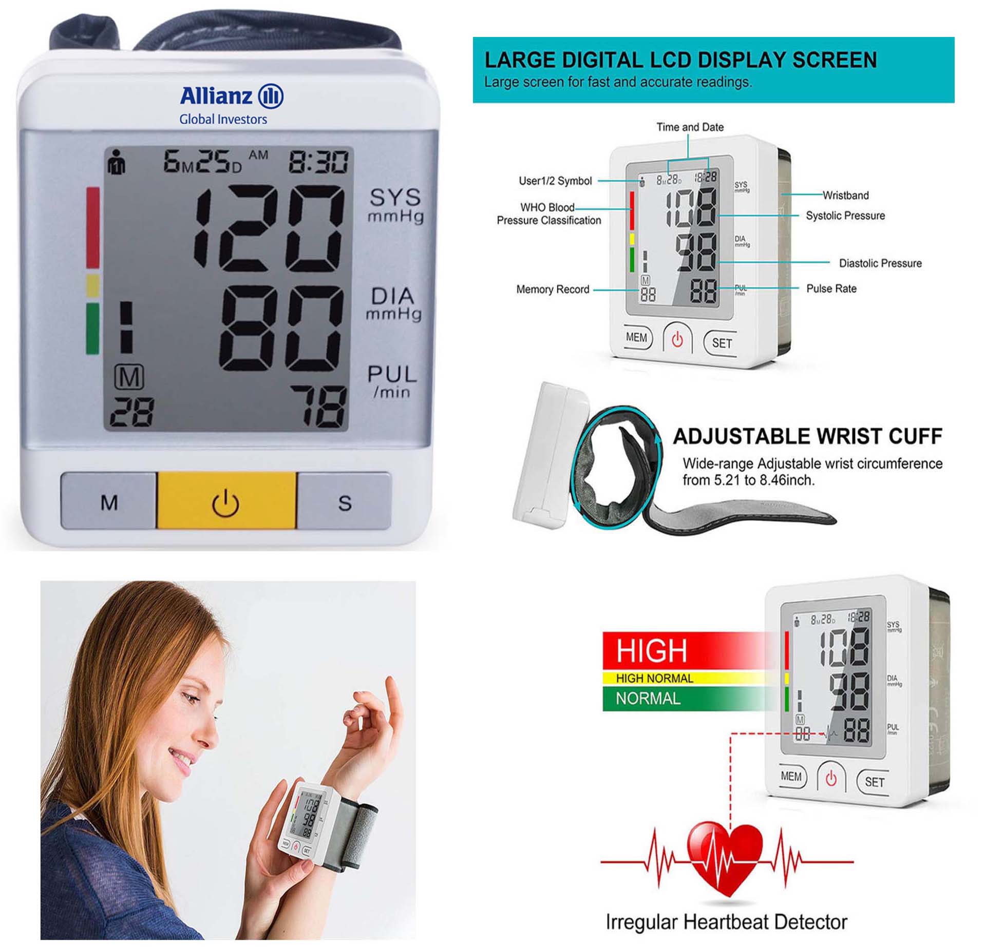 iBank ® Wrist Blood Pressure Monitor, Pulse Rate / Heart Rate Monitor 2