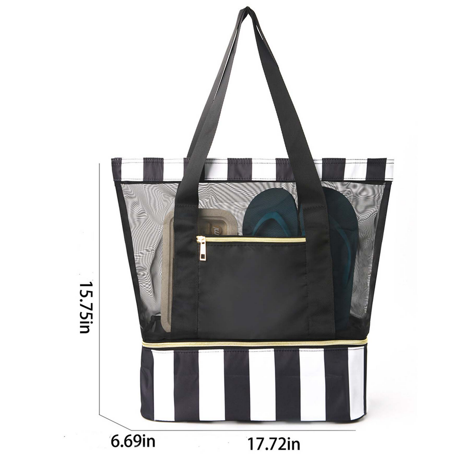 Double-Layer Polyester Beach Bag, custom tote bag with logo imprint 5