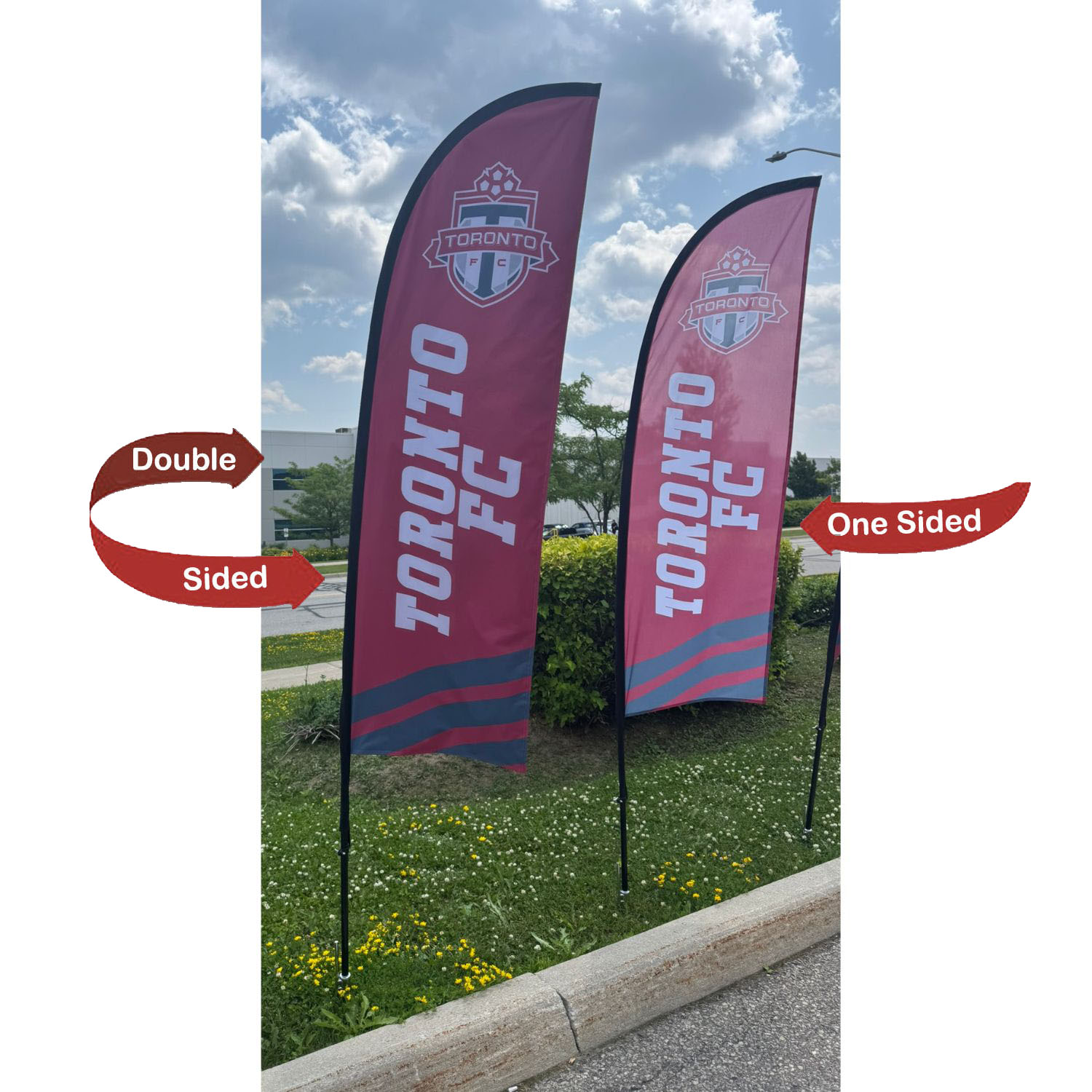 8.5' X-Small Feather Flag Kit, Full Color Graphics One Side, Outdoor Spike base and Bag Included 5