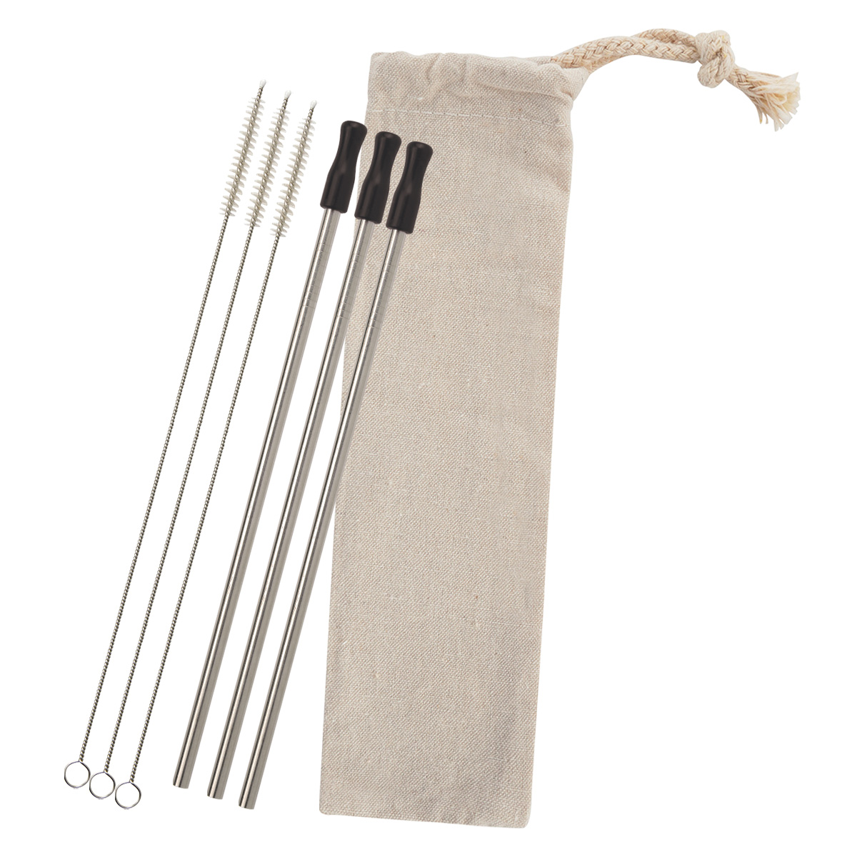 3-Pack Stainless Straw Kit with Cotton Pouch 7