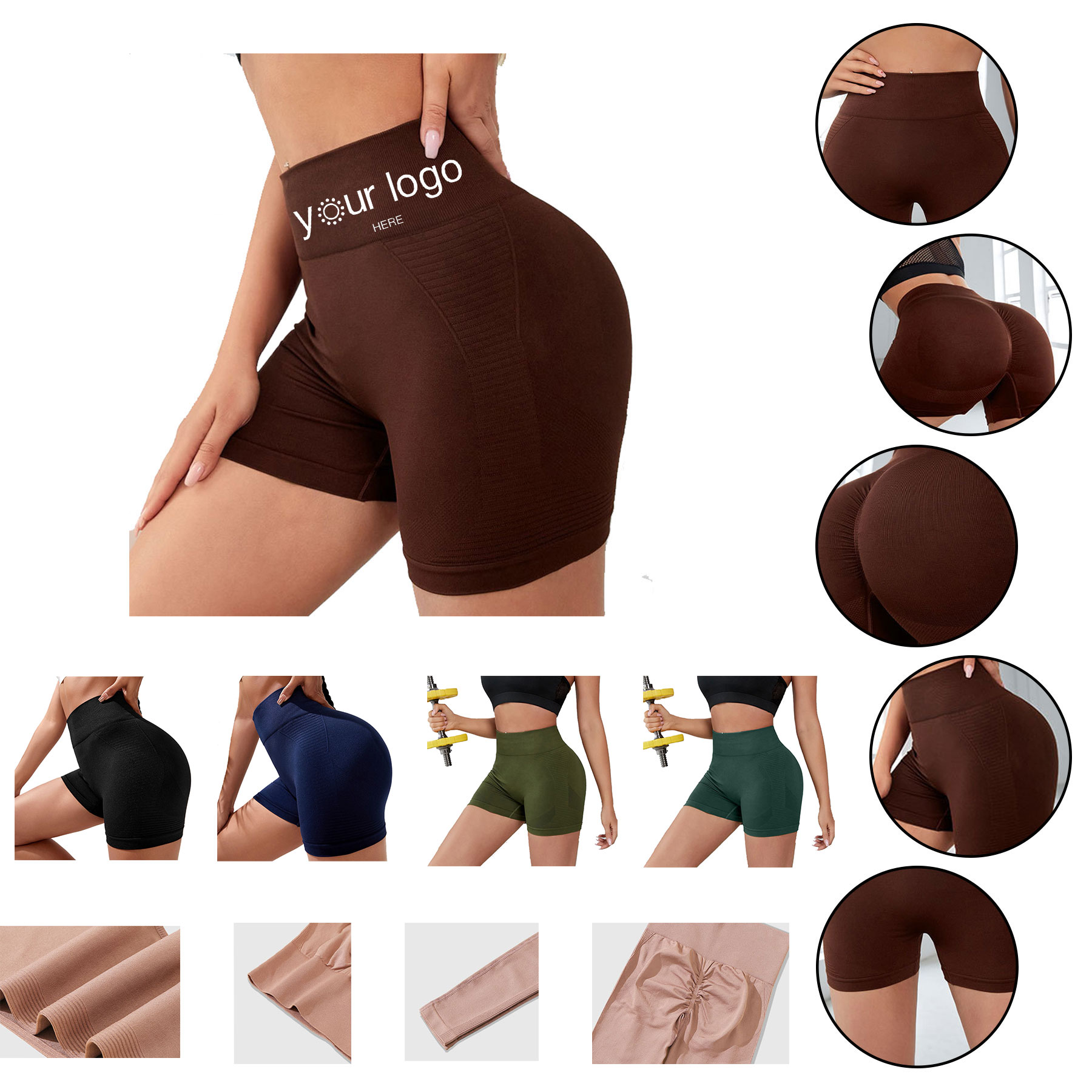 Seamless High Waist Women Running Yoga Shorts 2