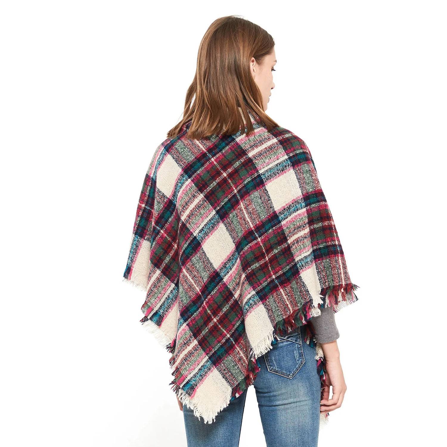Classic Plaid Faux Cashmere Warm Shawl Scarf 5