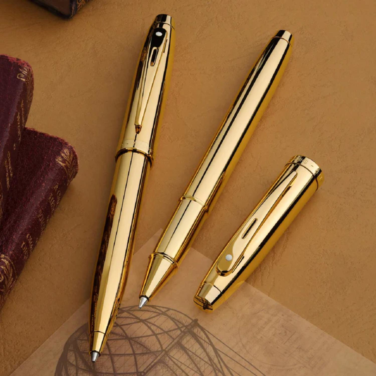 SHEAFFER® 100 9372 Glossy PVD Gold Trim Executive Rollerball Pen w/ Gift Box 3