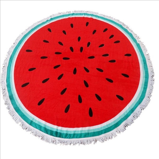 Full Color Round Beach & Picnic Towel With Fringe - 60" 4