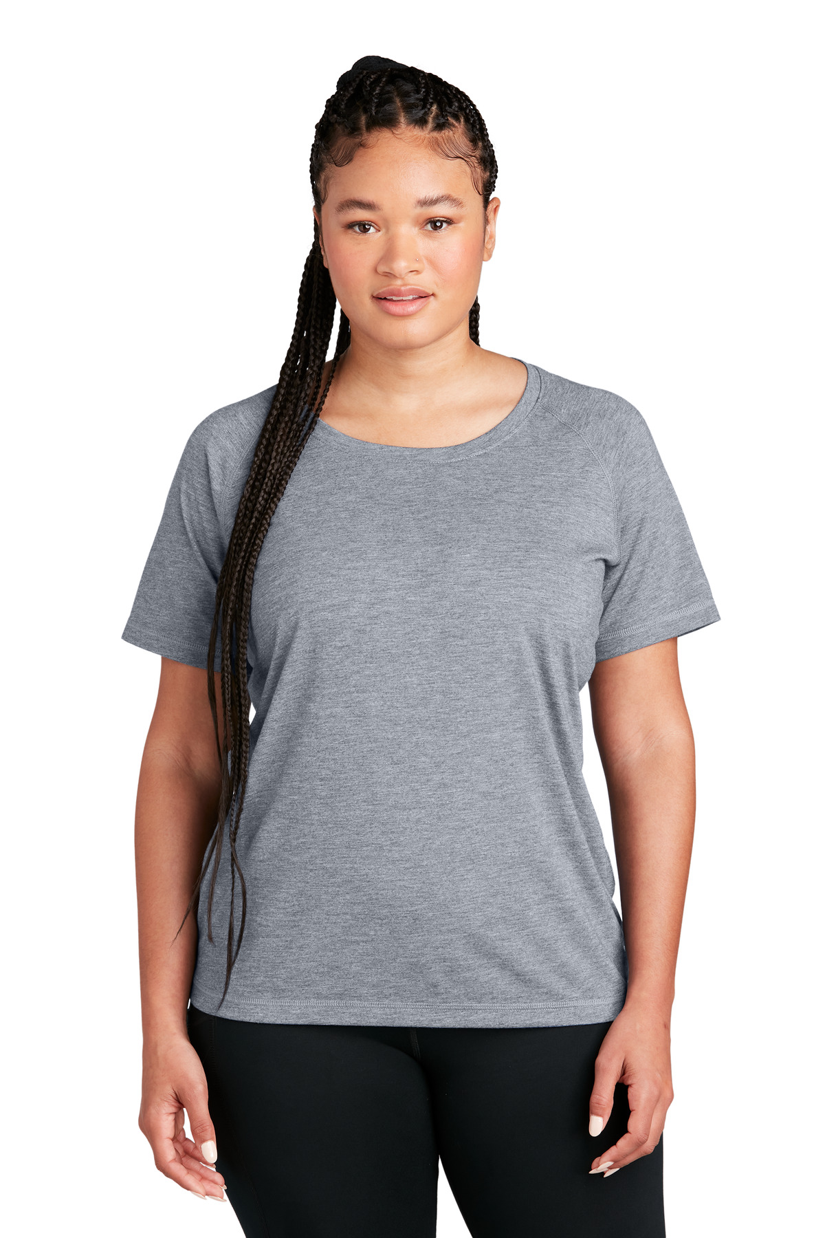 Sport-Tek Women's PosiCharge Tri-Blend Wicking Scoop Neck Raglan Tee. LST400 110