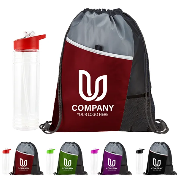 Drawstring bag & water bottle gifts set 2
