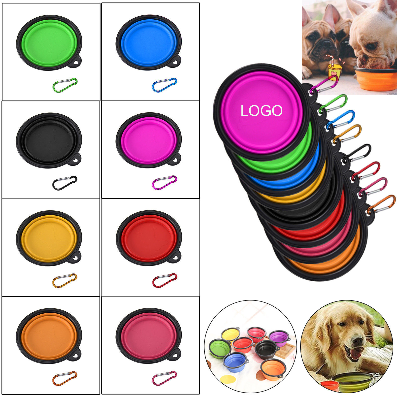 12oz Collapsible Pet Bowls w/ Carabiner 2