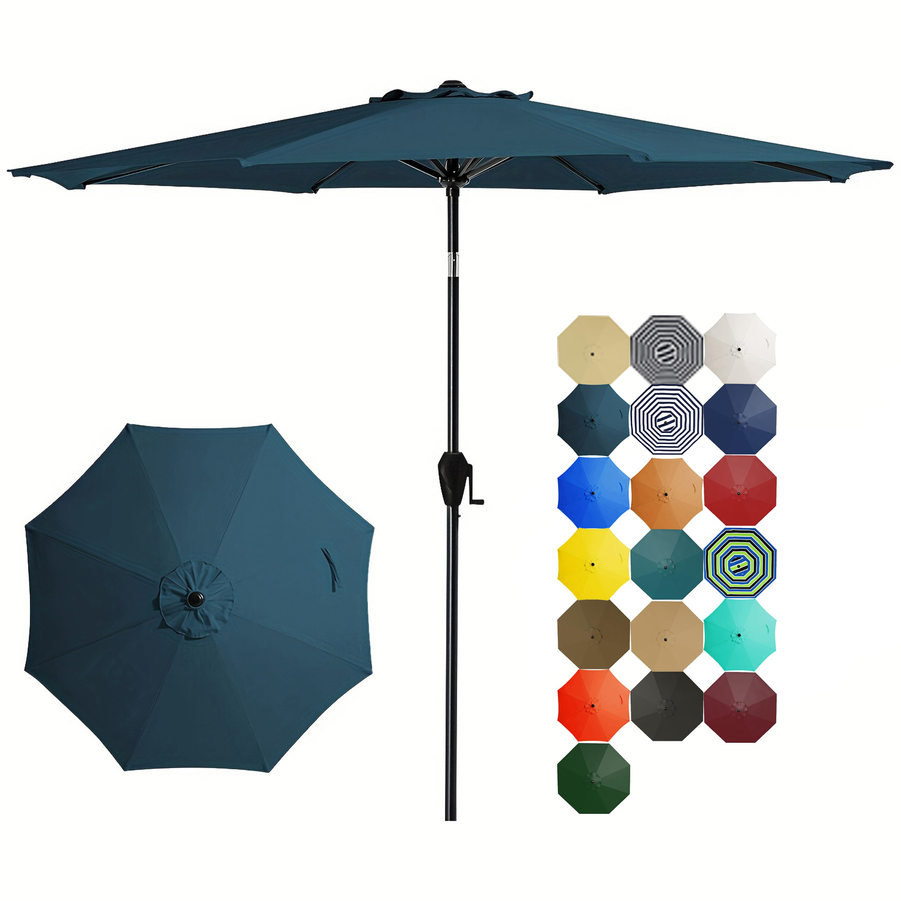 Crank Lift Button Tilt Outdoor Table Umbrella 8