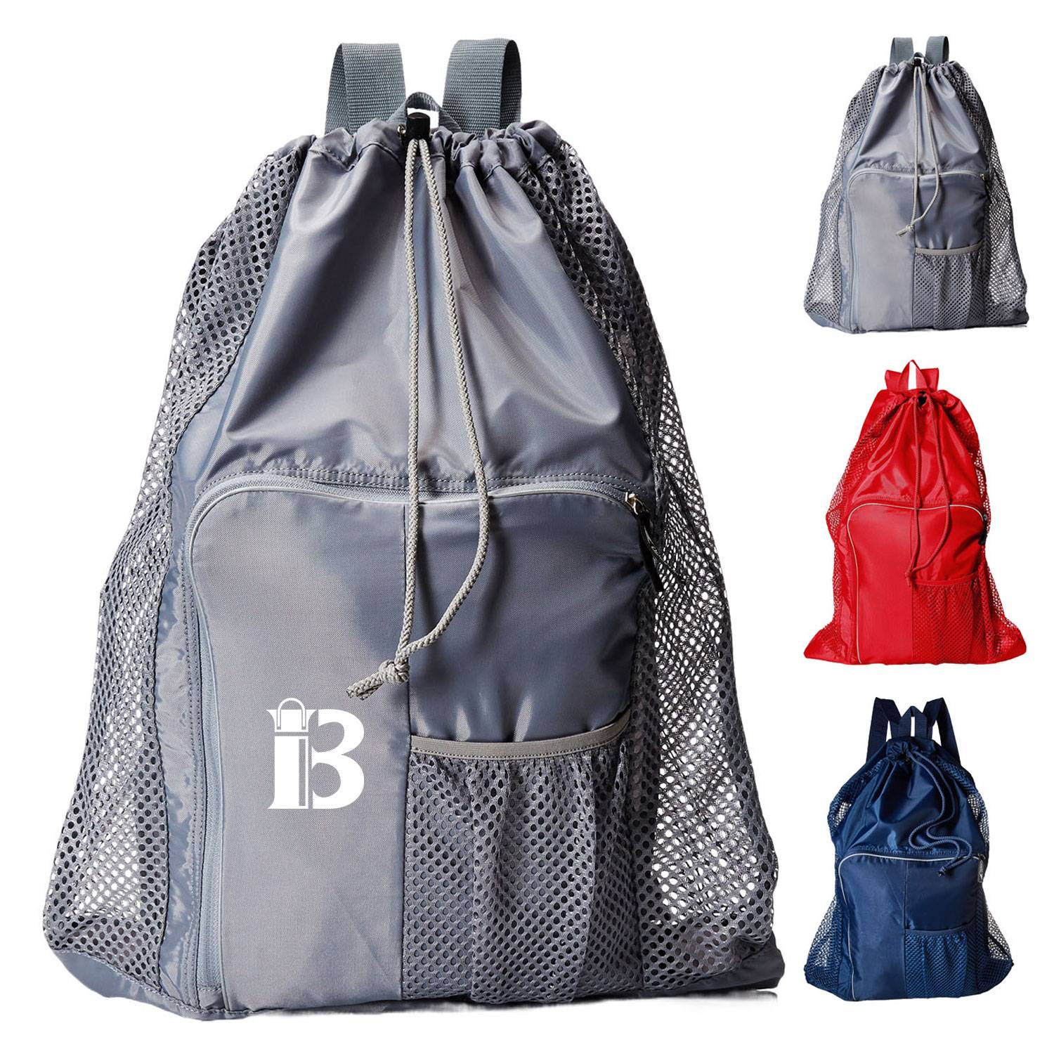Breathable Mesh Polyester Drawstring Backpack for Sports