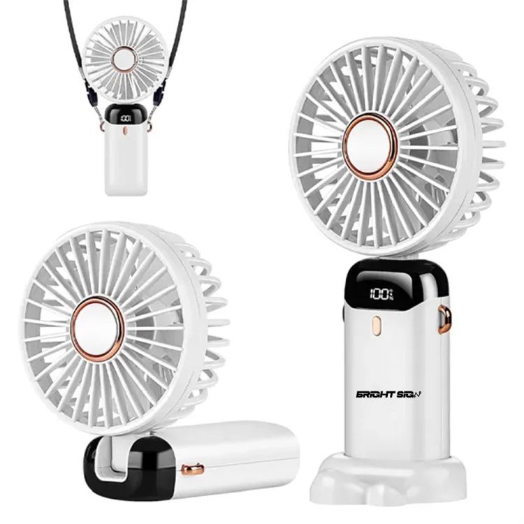 Portable Mini Fan with LED Display and Phone Stand 2
