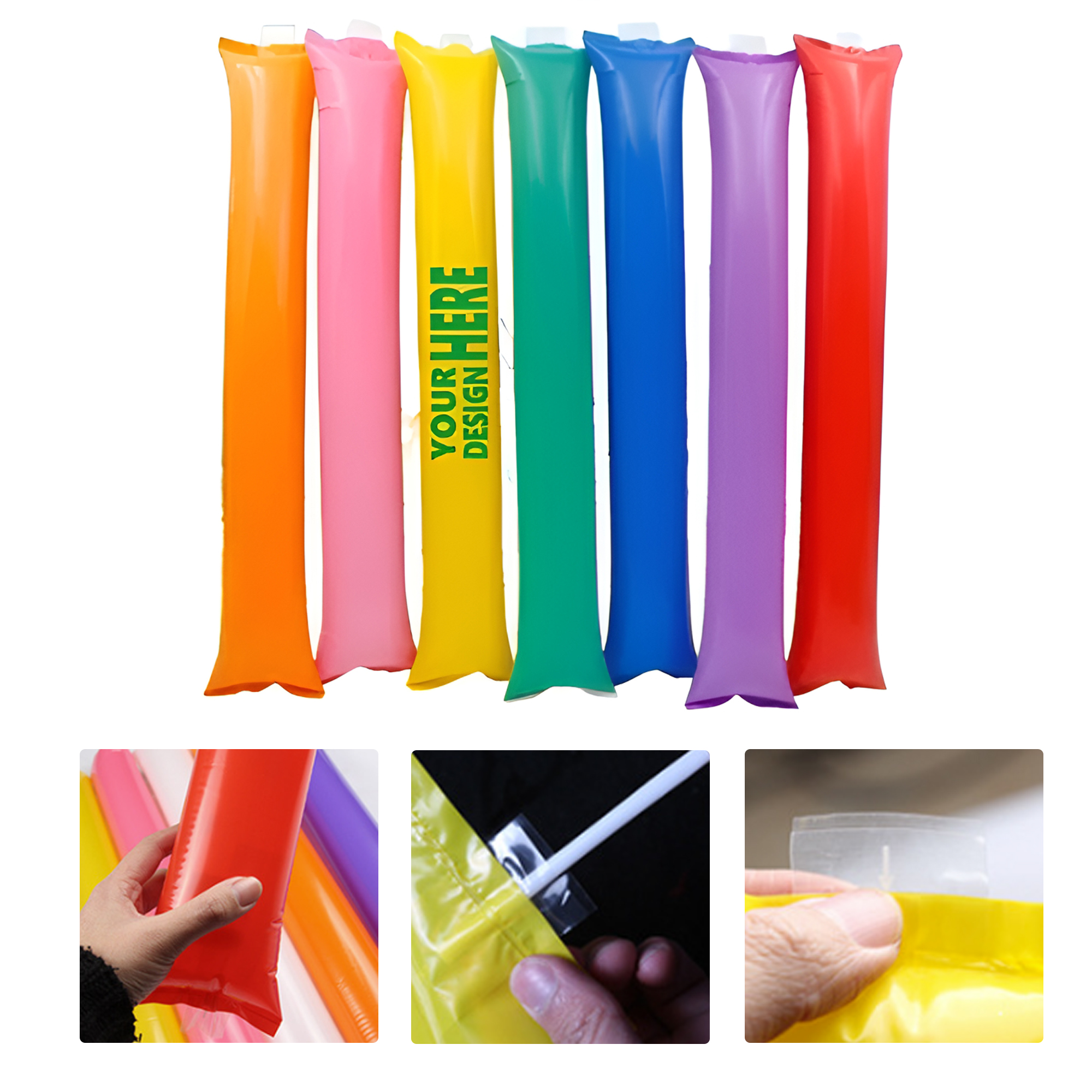 MOQ 50 Inflatable Cheer Sticks Noisemaker Support Rally Balloons 2