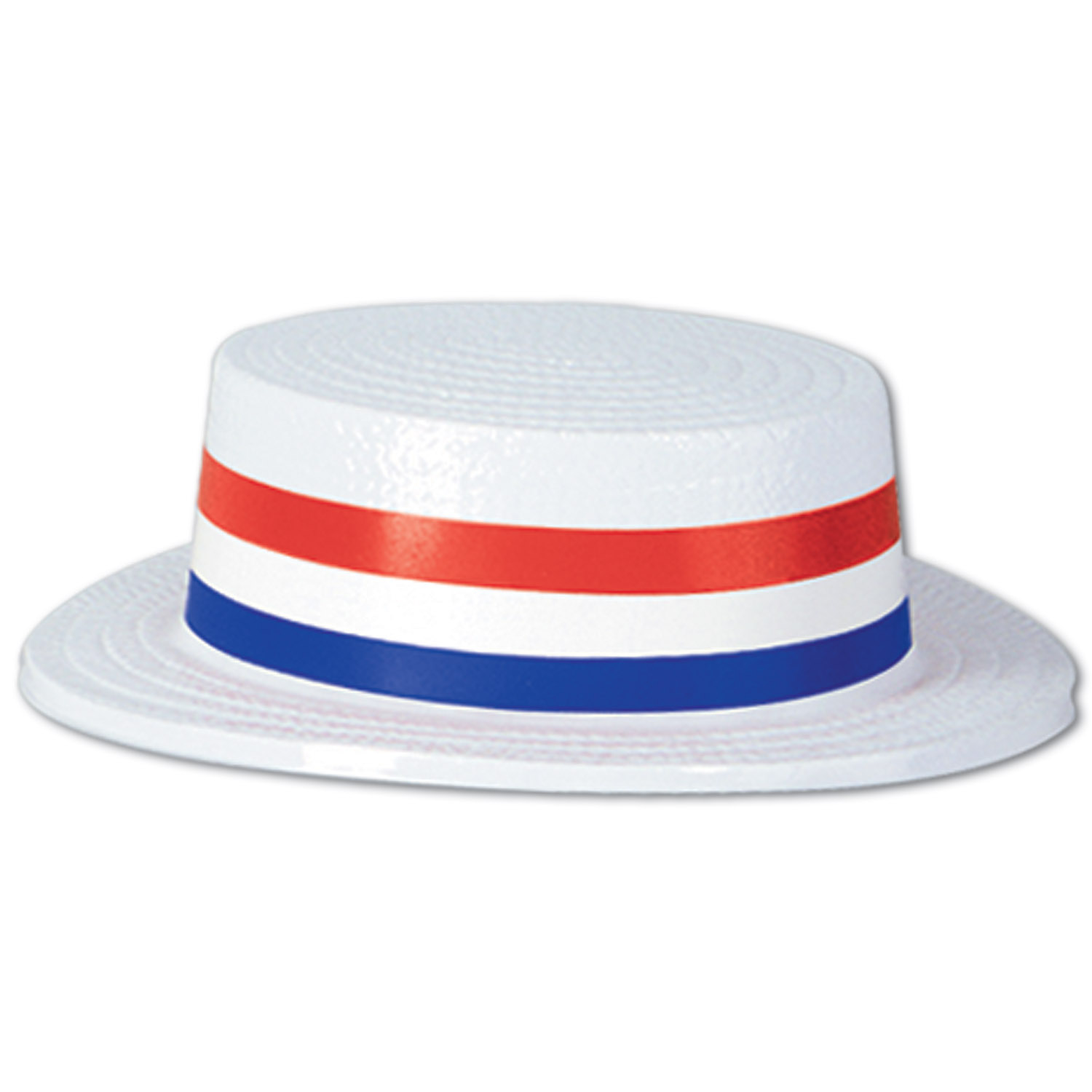 White Plastic Skimmer Hat w/ Custom Digital Printed Band & Icon on Top