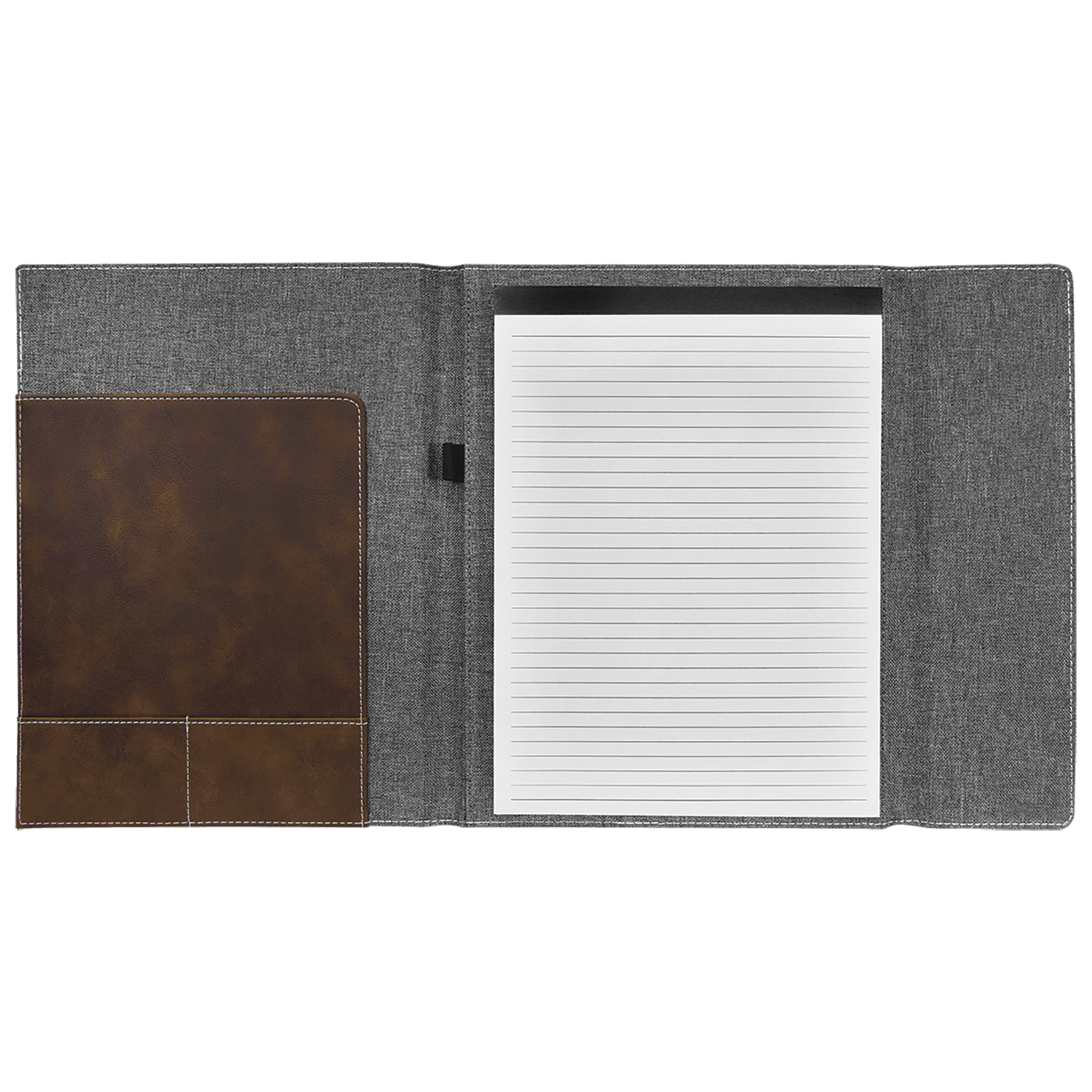 9" x 12" Rustic/Silver Leatherette & Gray Canvas Portfolio 2