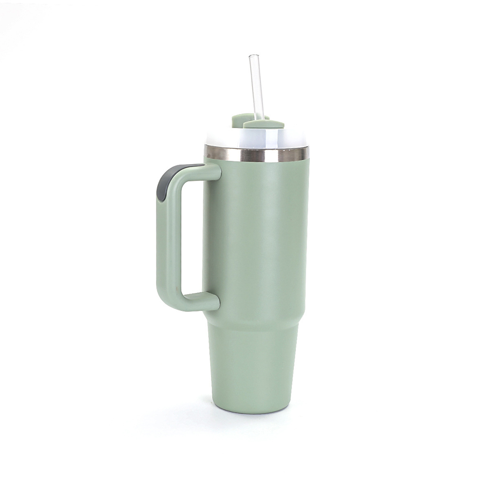 30OZ Double Walls Stainless Steel Auto Tumbler With Straw And Handle 12