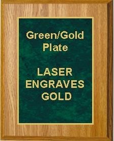 8" x 10" Oak Finish Plaque with a Green Marble Designer Plate 2