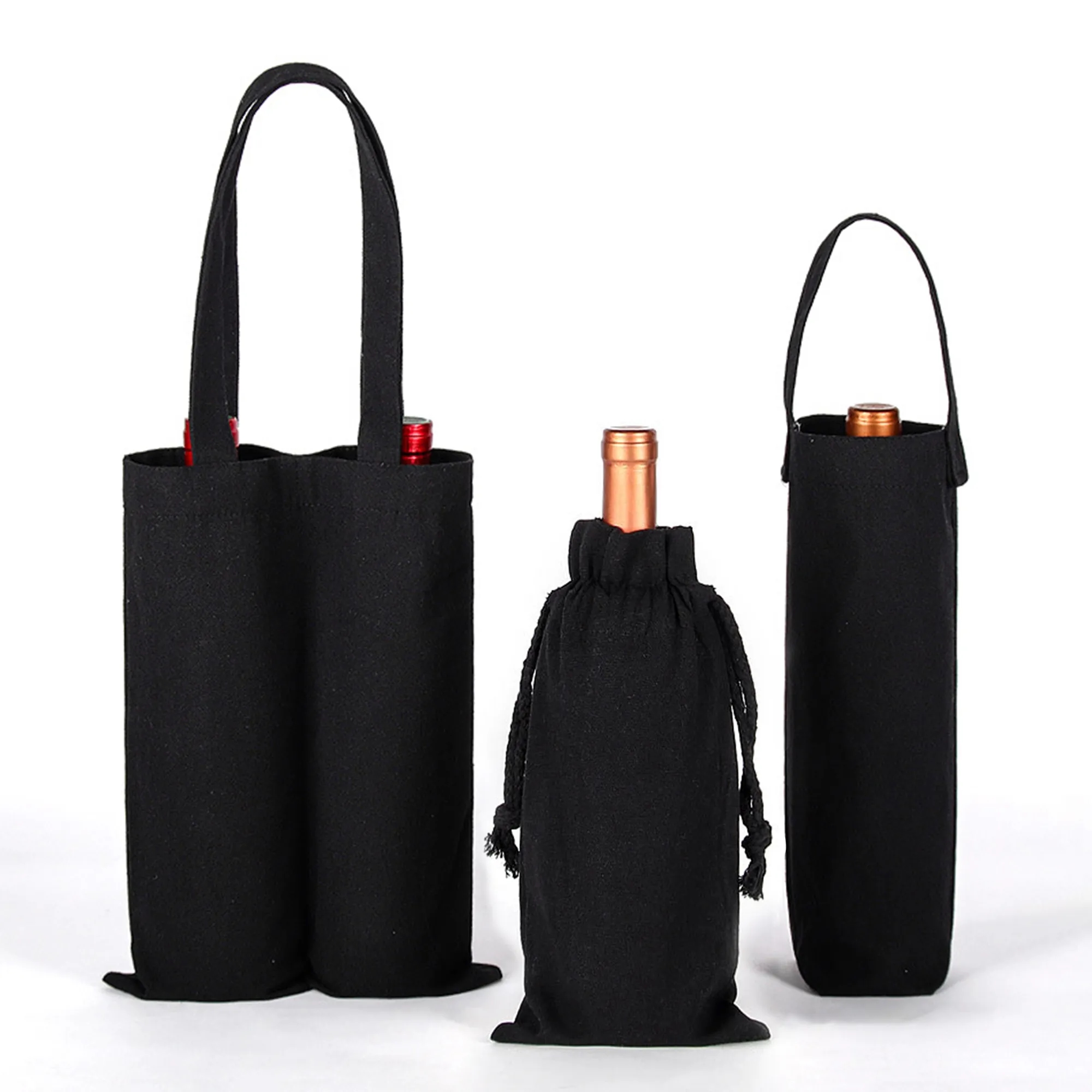 Custom Canvas Wine Bottle Gift Bags Reusable for Events 3