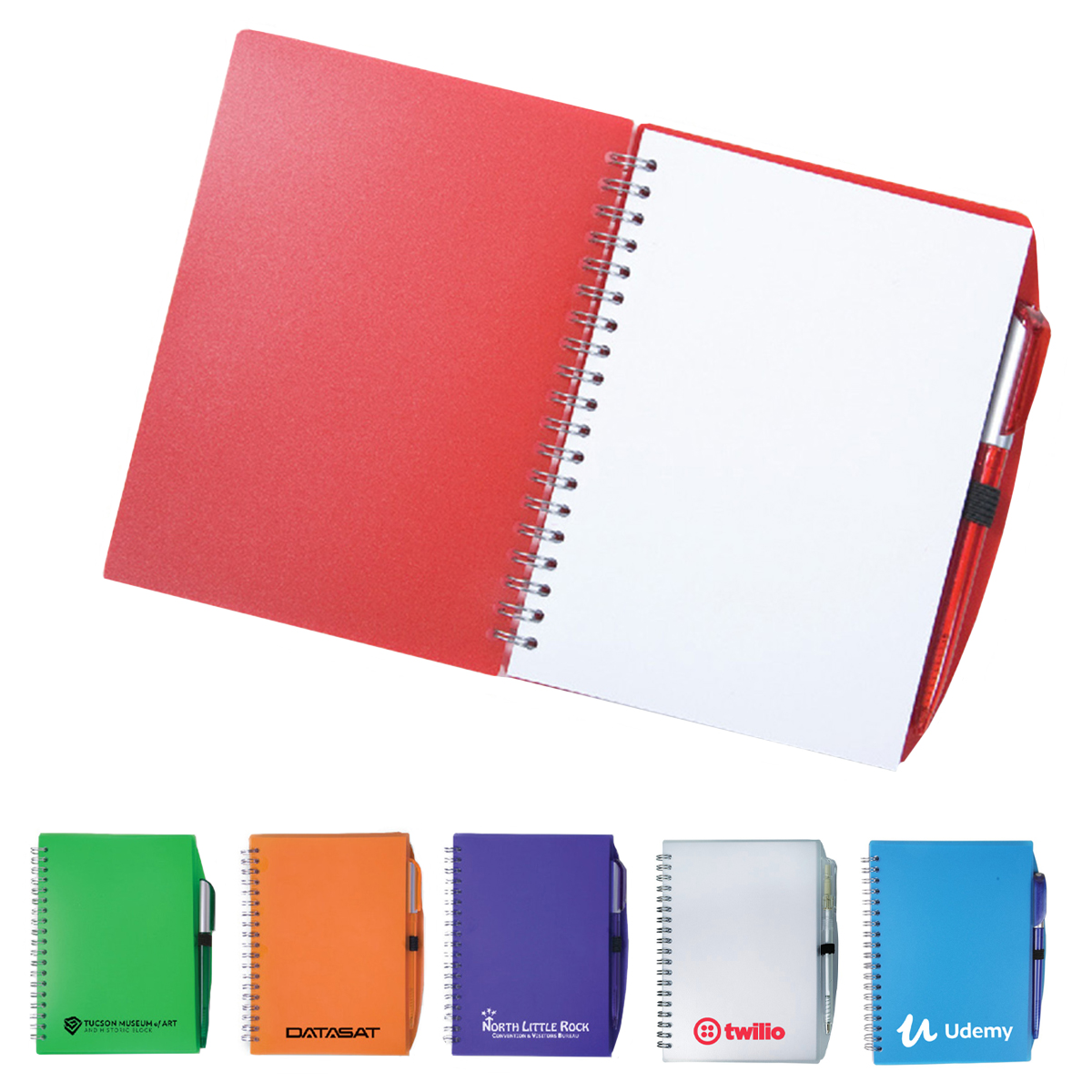 5-3/4" x 7" Color-Pro Spiral Unlined Notebook with Pen
