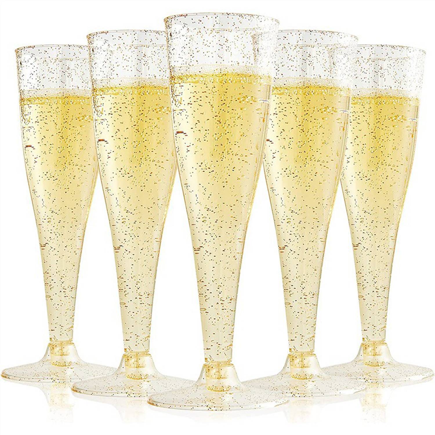 4.5oz Glitter Disposable Champagne Flutes 2