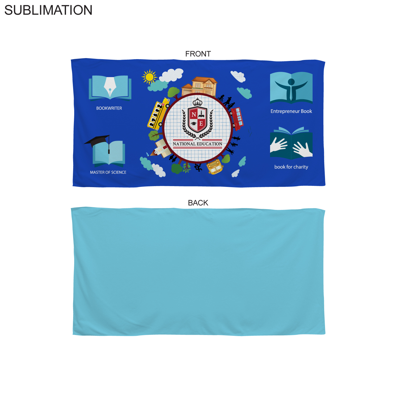 Colored Microfiber DriLite Terry Beach Towel, 30x60, Sublimated in Any PMS color Edge to Edge 2 side 4