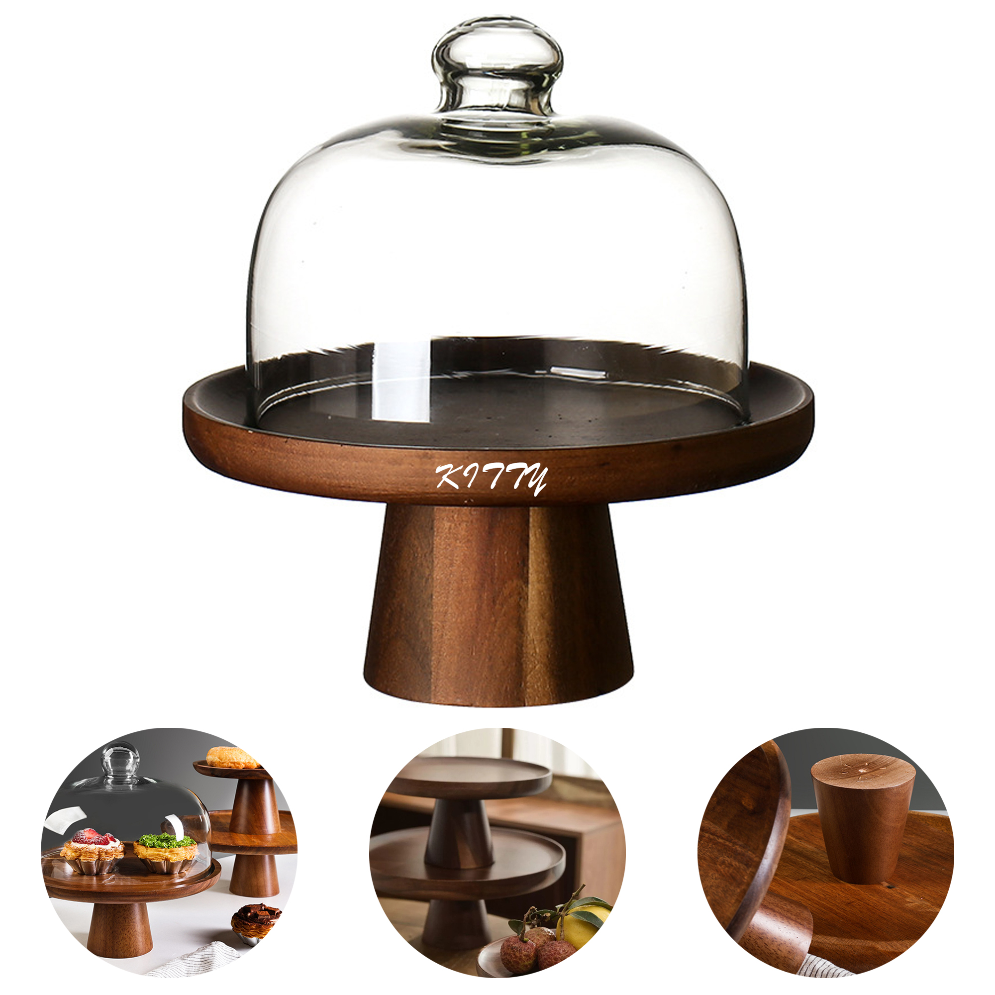 Household Acacia Wood Cake Tray