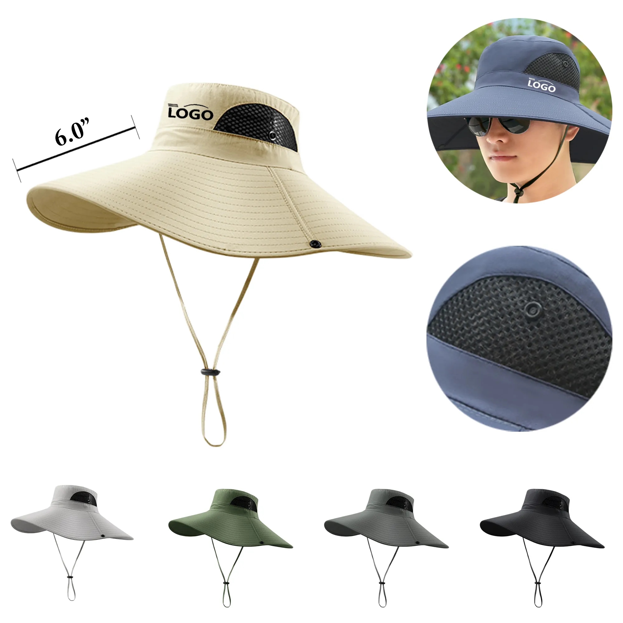 MOQ30 6 Inch Wide Brim Fishing Bucket Hat 3