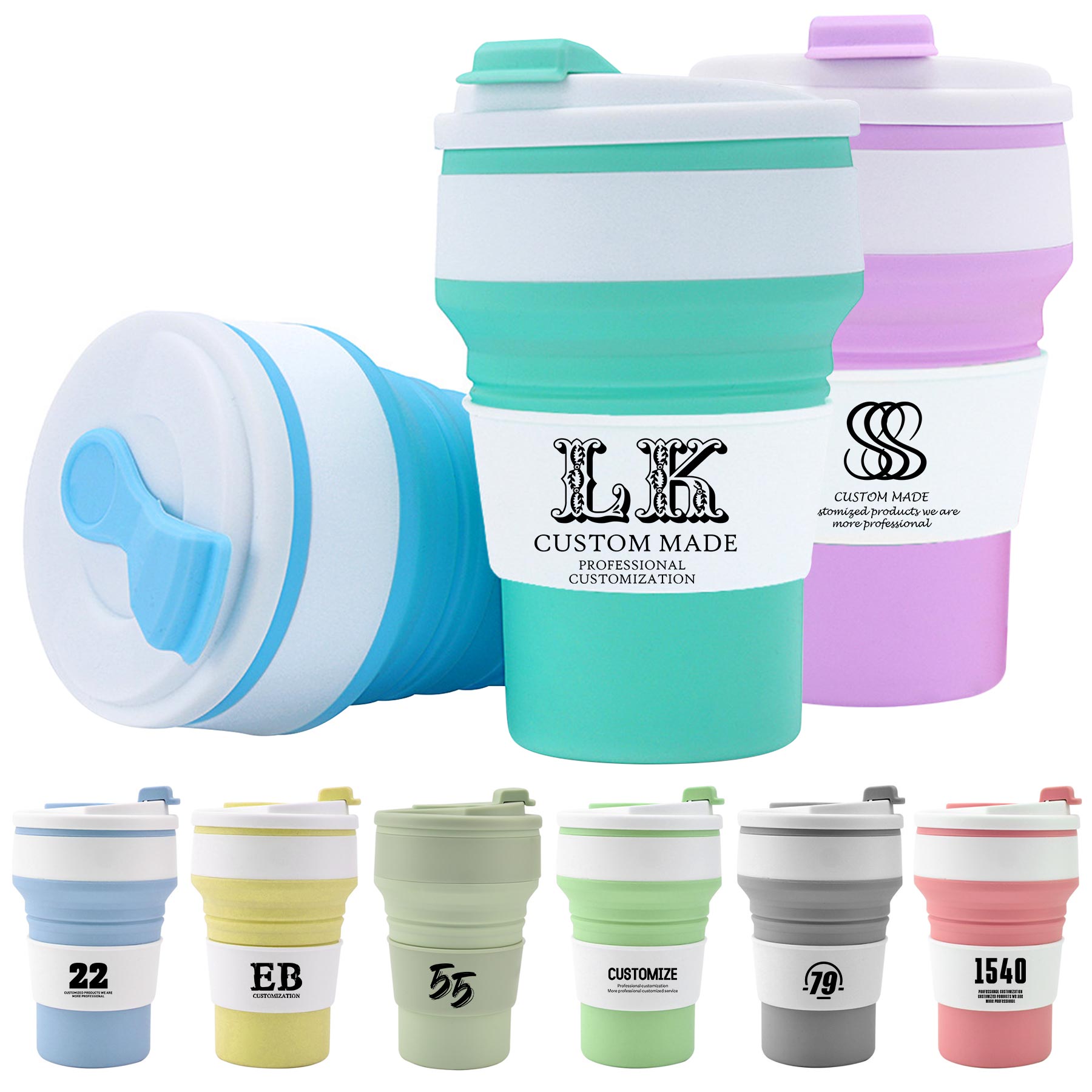 12 OZ Silicone Telescopic Folding Cup With Lid 2