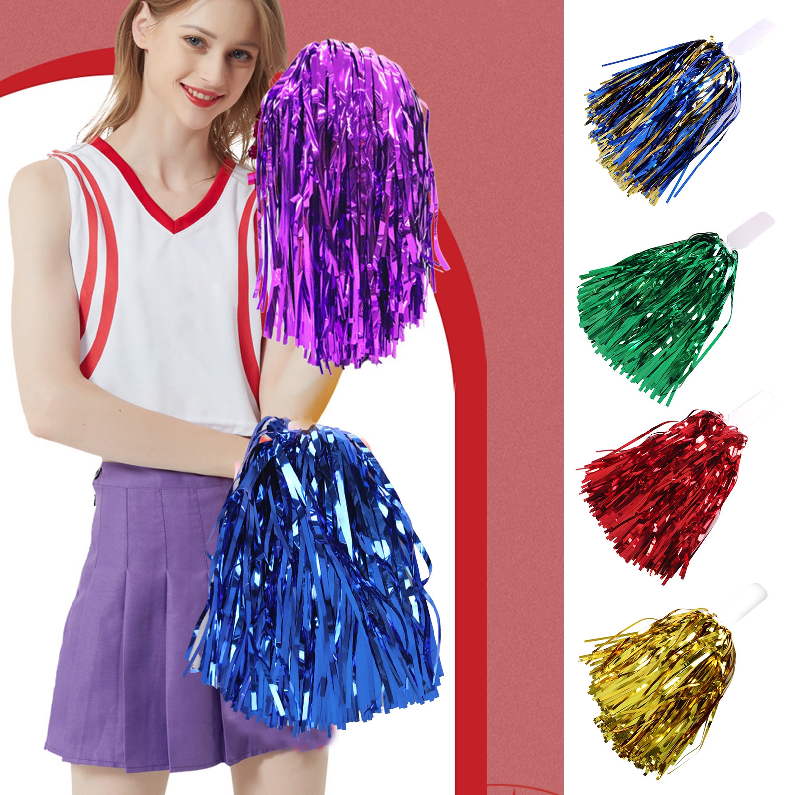 Cheerleading Metallic Foil Pompoms 1