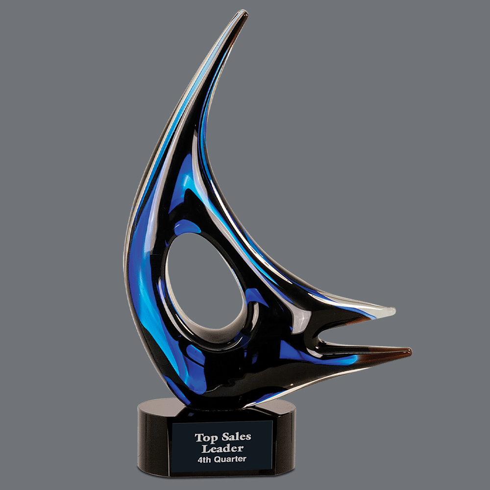 14 1/4" Blue Sail Art Glass 2