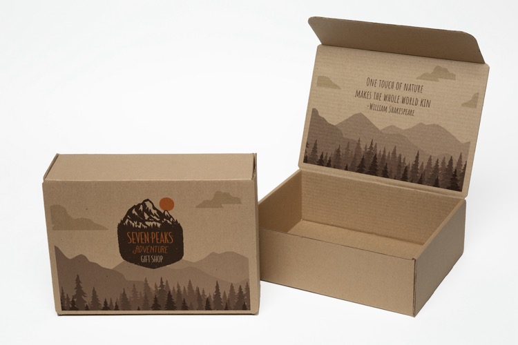 Full Color Natural Brown Display Mailer Box w/2 Sided Imprint (12" x 9" x 4")
