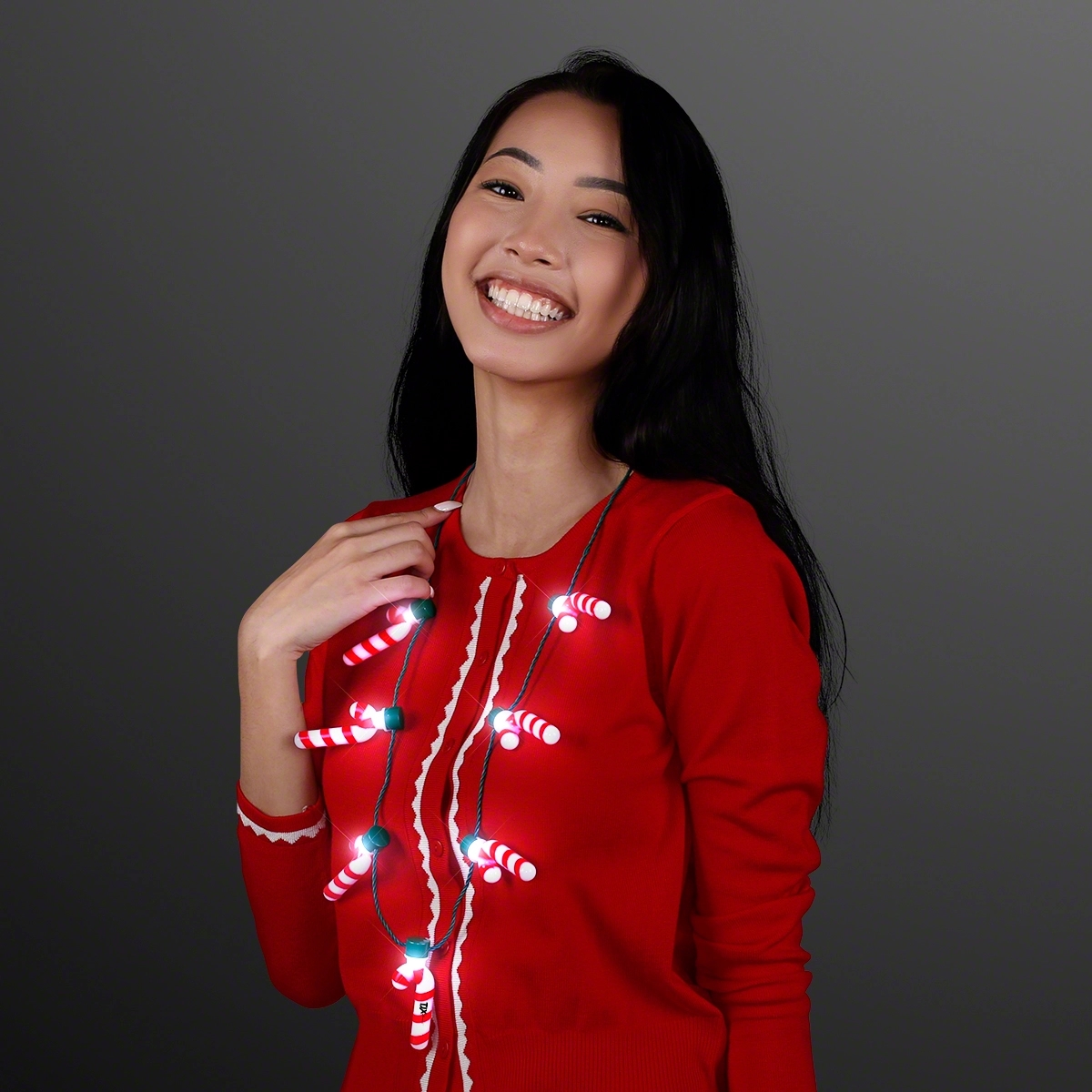 Candy Cane Lights Christmas Party Necklace 1