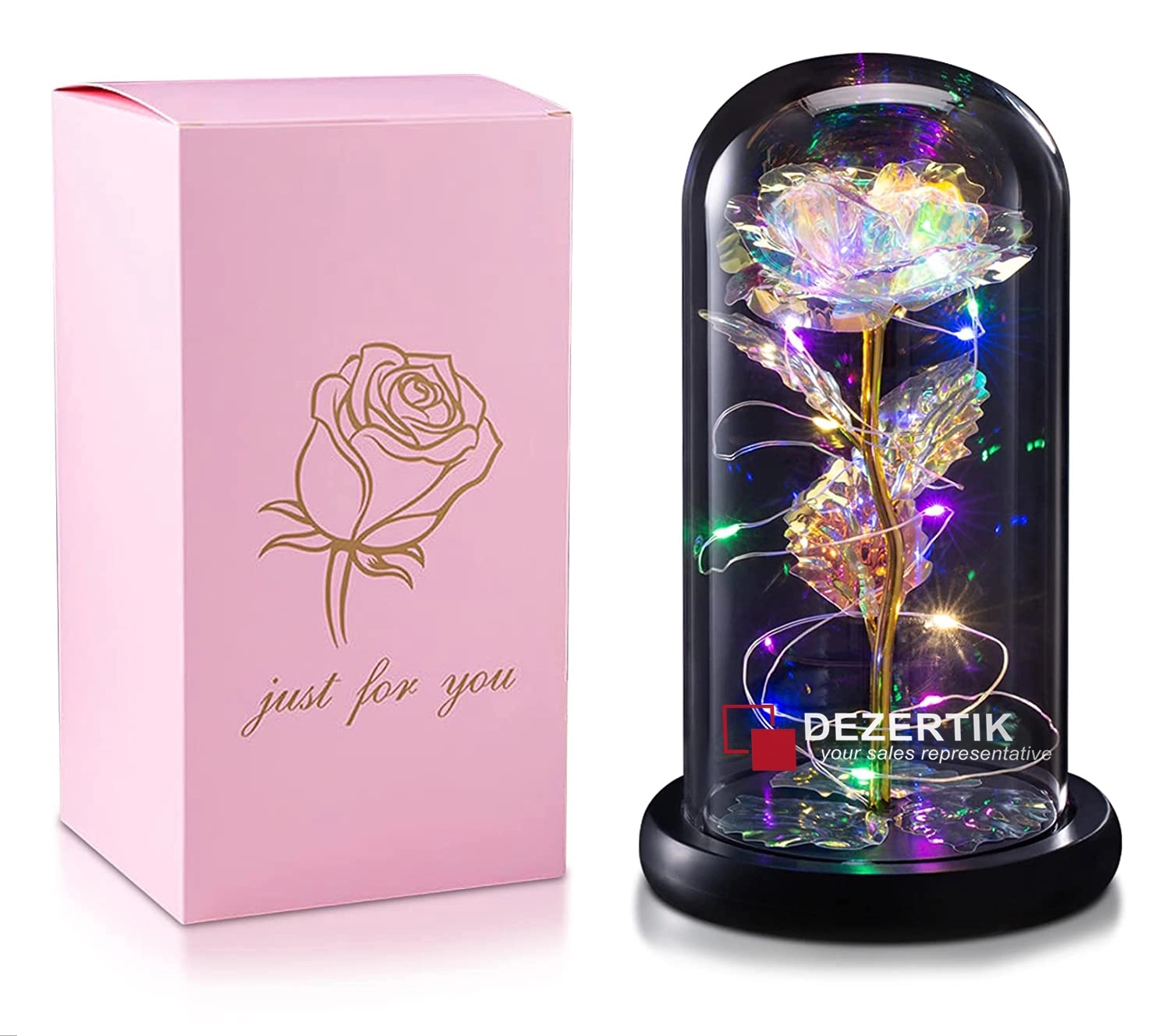Colorful Artificial Rose Gift W/ Led String Lights 1